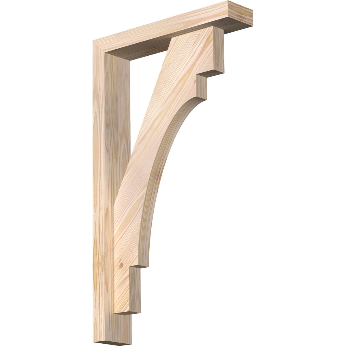 Ekena Millwork 1463311 Merced Block Smooth Bracket with Offset Brace 3-1/2-in x 16-in x 28-in Douglas fir Brown Wood Standard bracket
