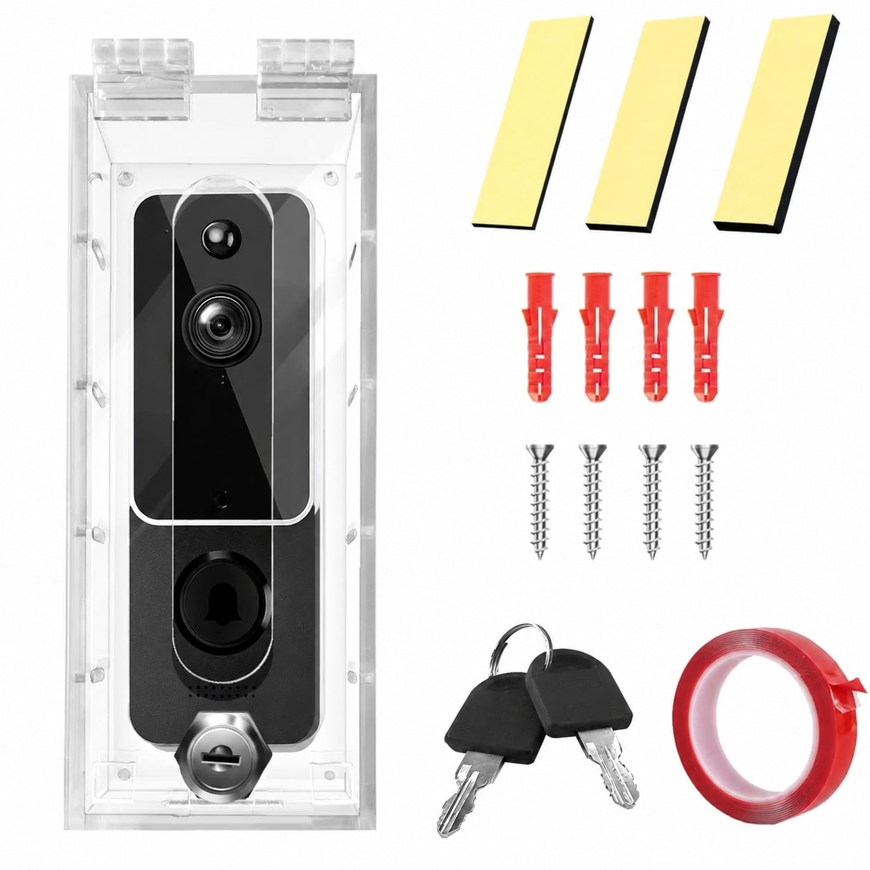 Adrinfly  Anti Theft Video Doorbell Mount Acrylic Transparent Lock Box Compatible with Most Small Video Doorbells Fits Doorbell 5.5x2.16x1.49