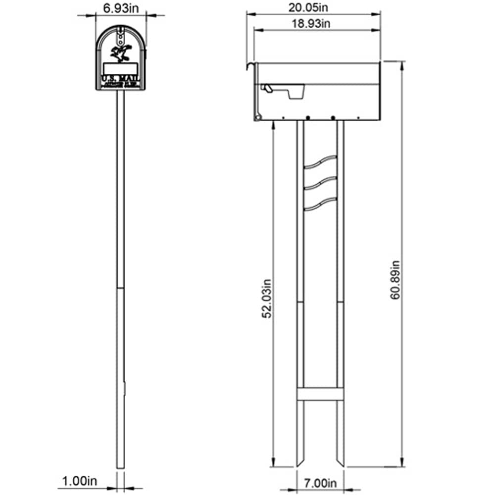 gibraltar mailboxes post mount black metal standard mailbox