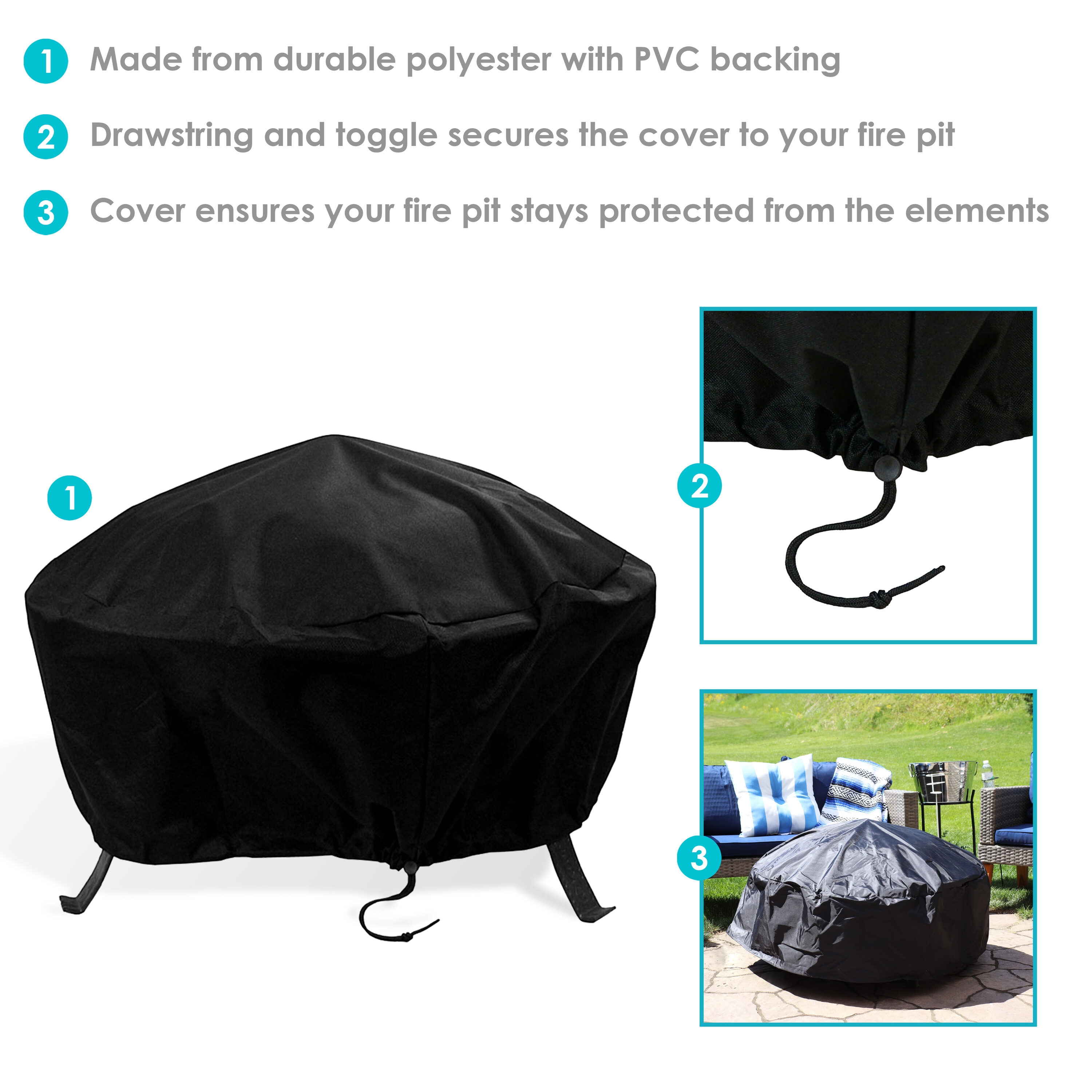 Sunnydaze Decor FI-4818BLK-INV Fire-Pit-Covers - View #5
