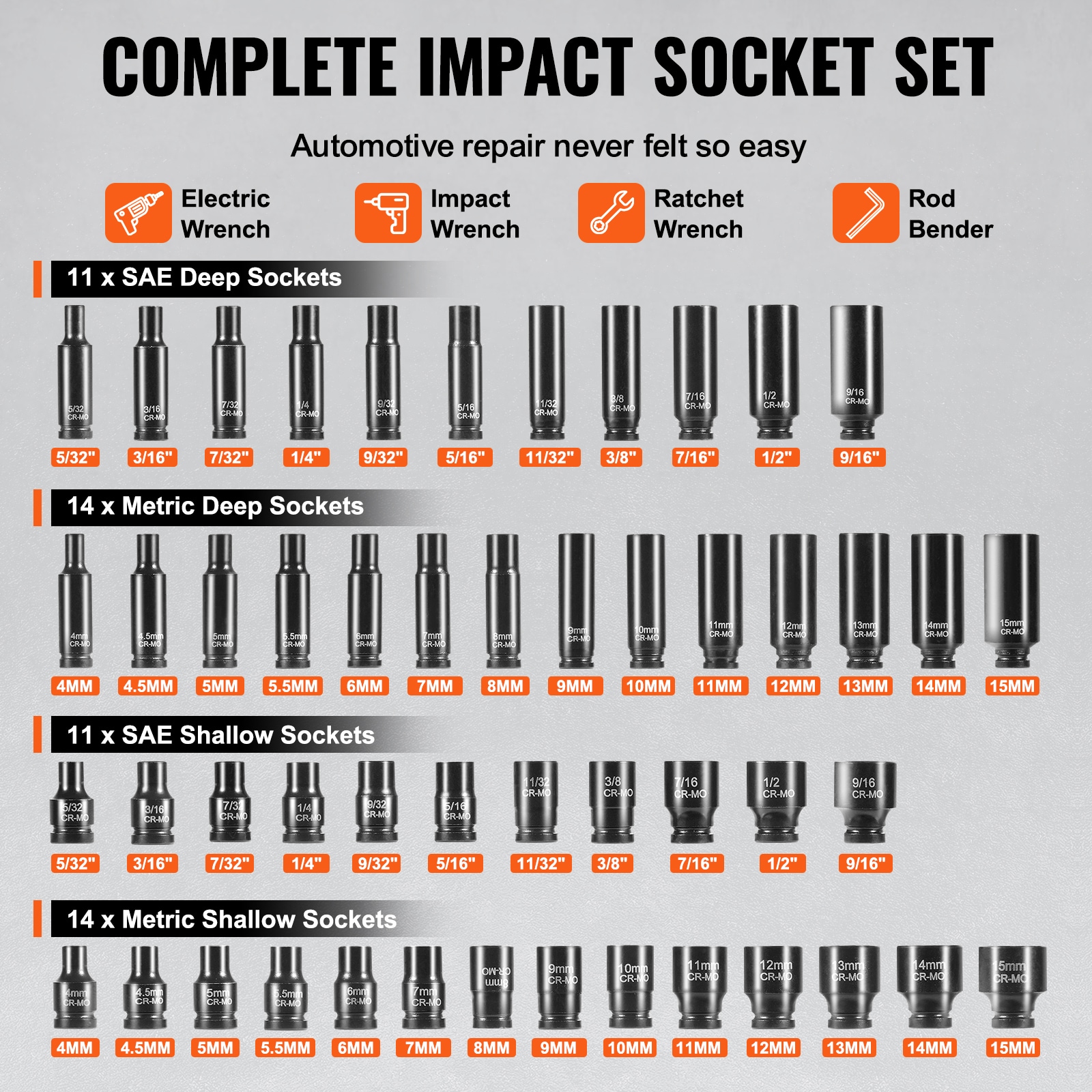 VEVOR SCCJTTZJ1CRV06158V0 Impact-Socket-Sets - View #3