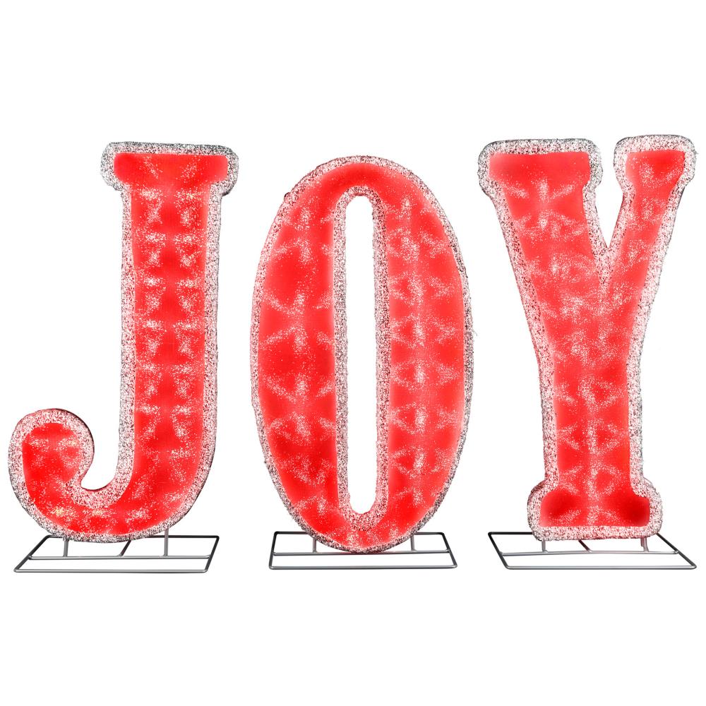 Lighted "Joy" sign black with round bulbs battery op LED 
