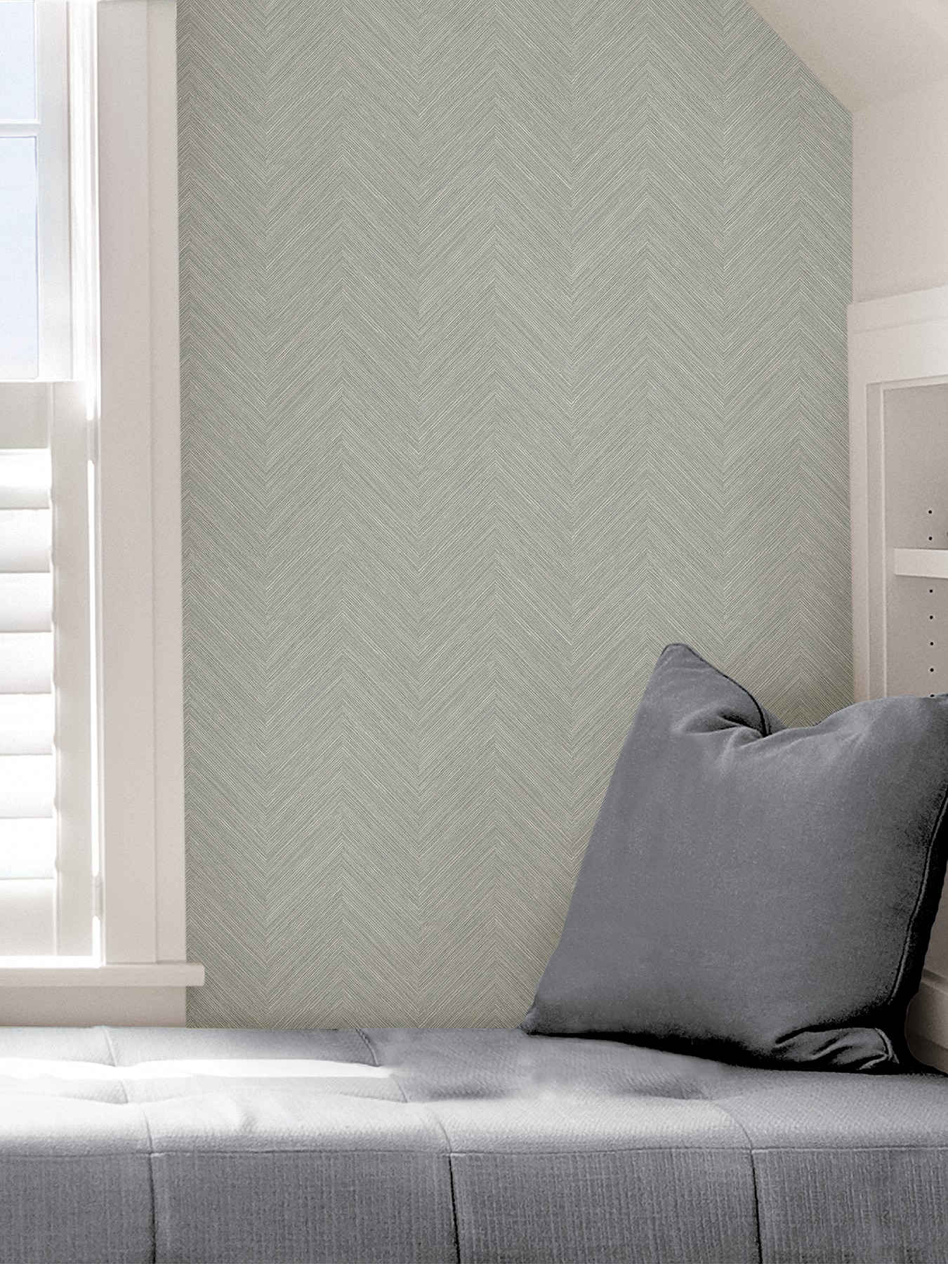 Gray Chevron 3D Self-Adhesive Removable Wallpaper