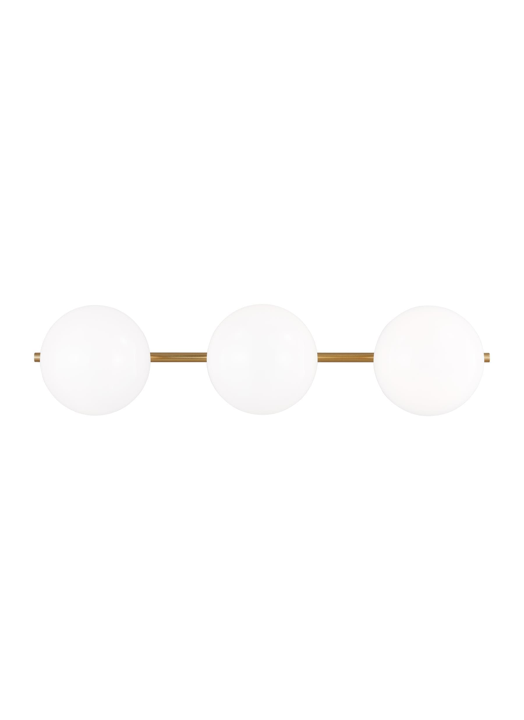 Burnished Brass and Milk White Glass 3-Light Vanity Fixture