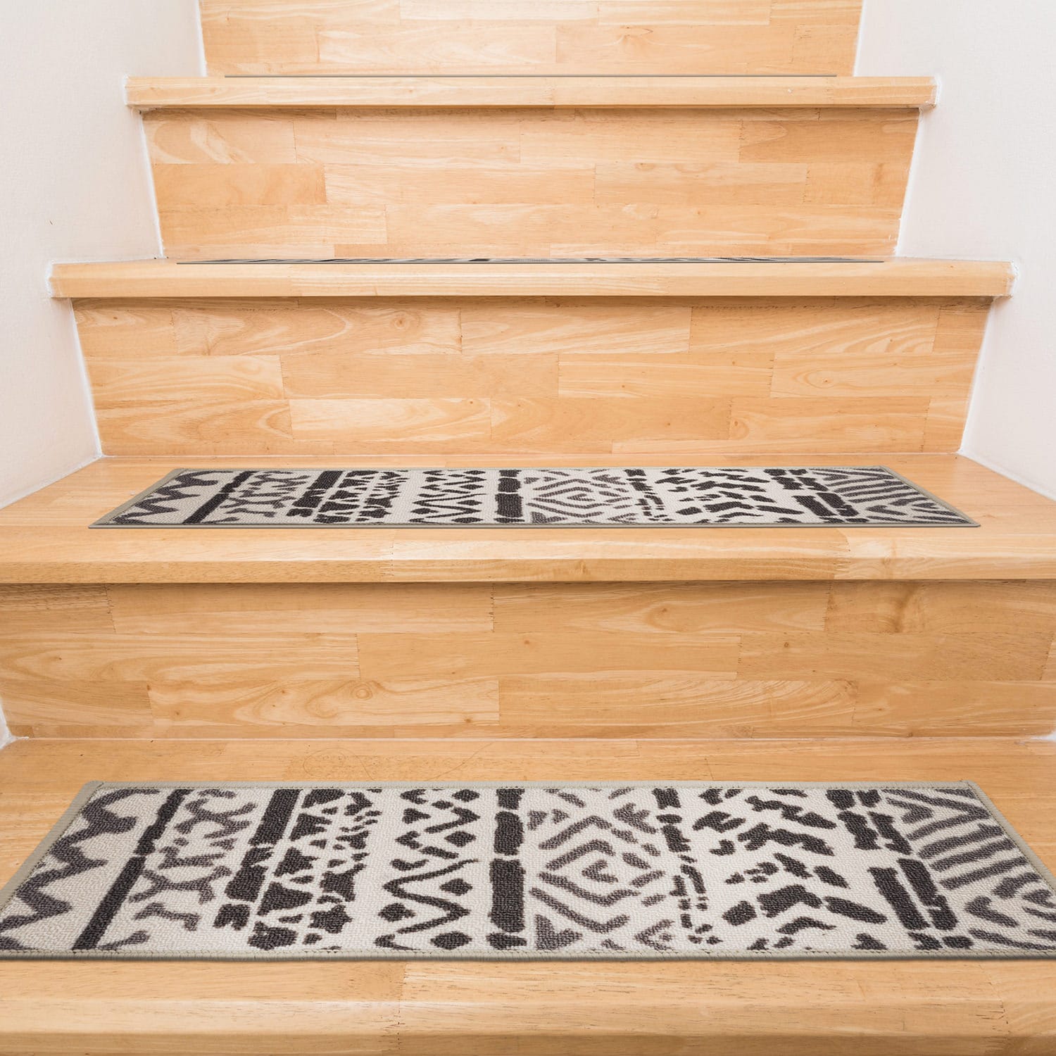 World Rug Gallery Cream Indoor Geometric Mid-century Modern Stair Tread ...