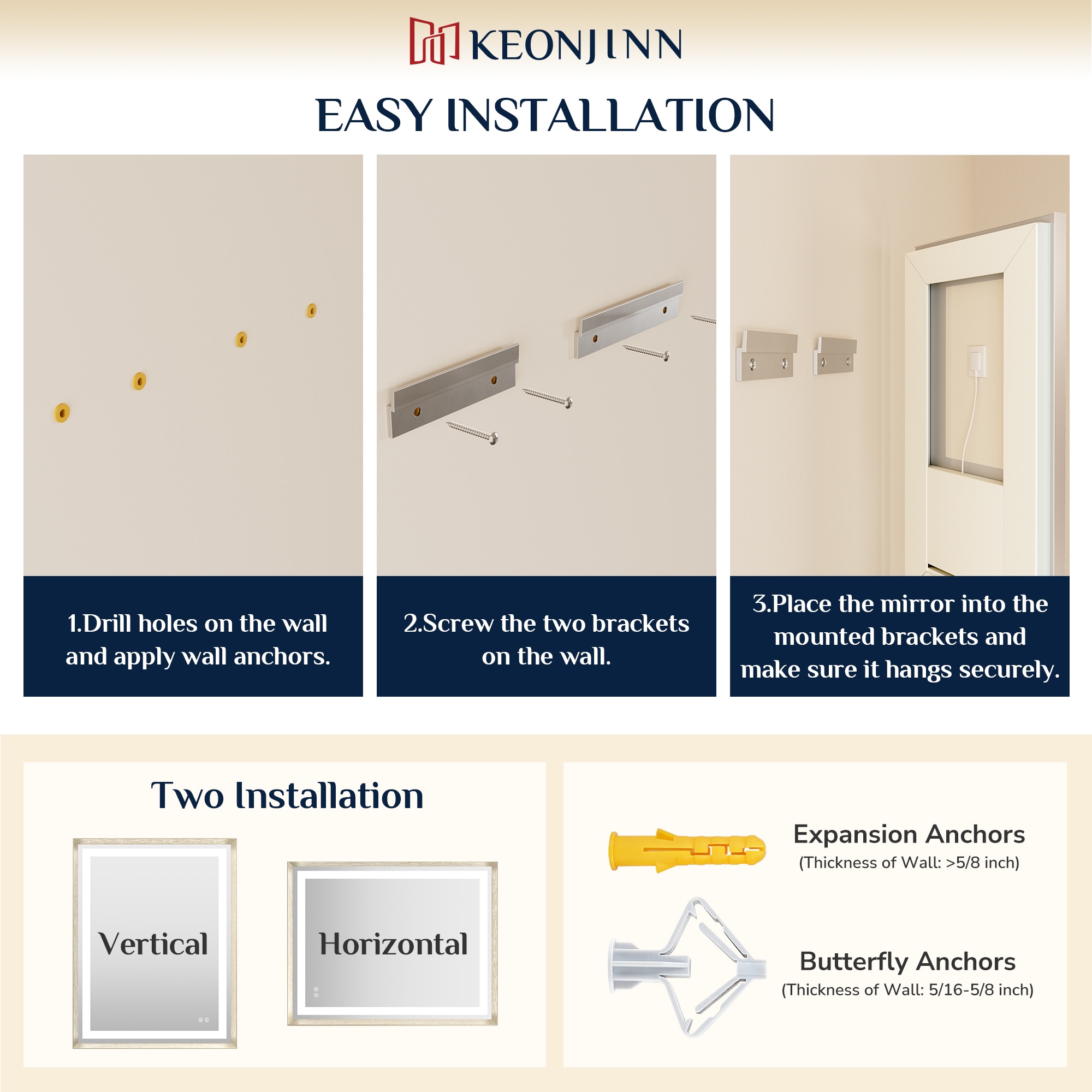 Keonjinn LW-BM66-18291-BN Framed-Bath-Mirrors - View #13