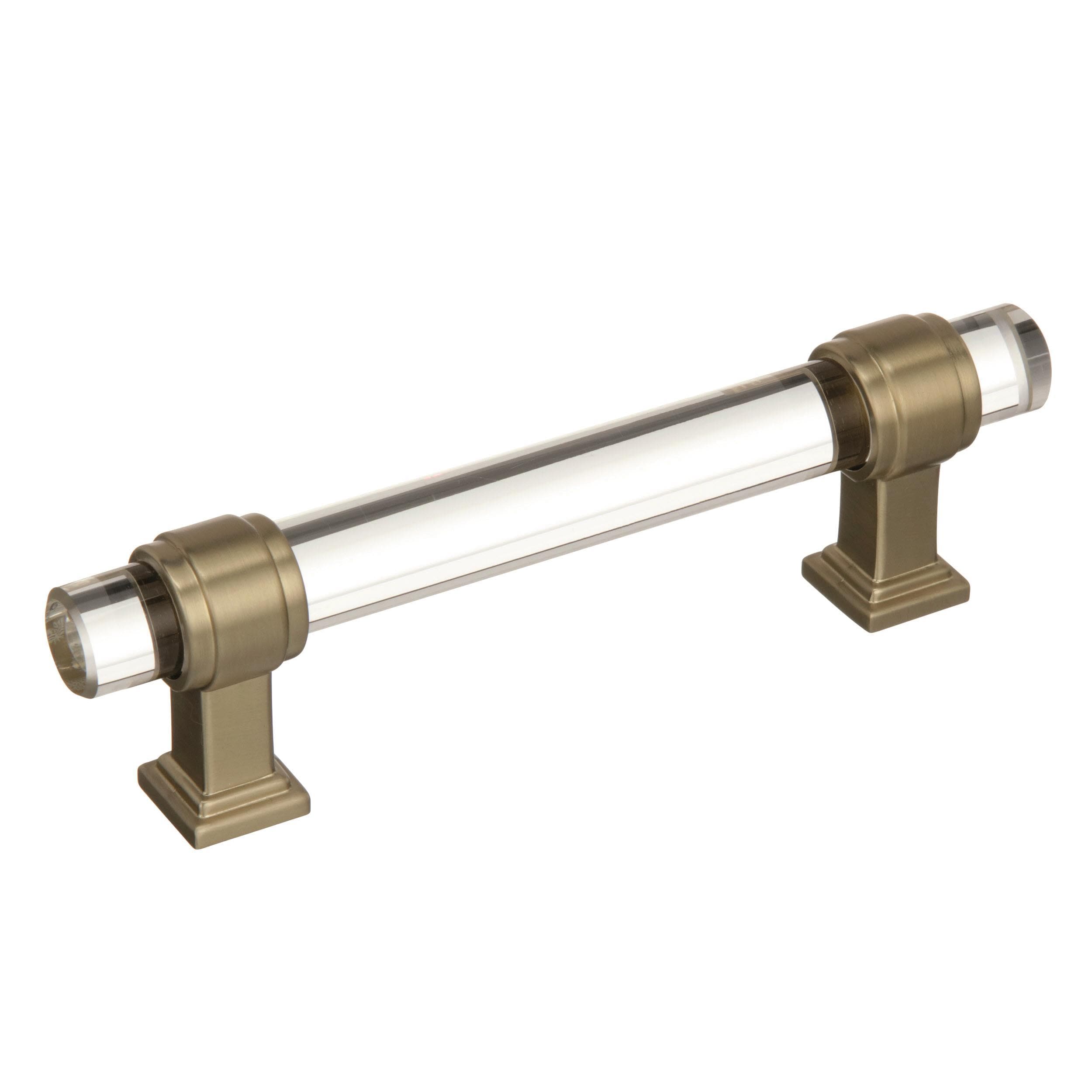 Amerock Glacio 3-3/4-in Center to Center Clear/Golden Champagne Cylindrical  Bar Drawer Pulls