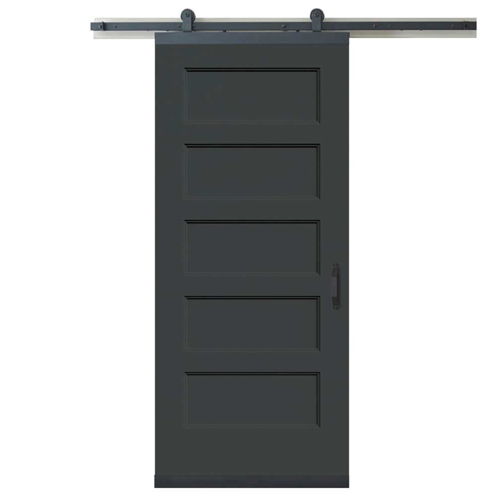 RELIABILT LO1344980 36-in x 80-in Slate Equal Molded composite Hollow core Single Barn Door (Hardware Included)