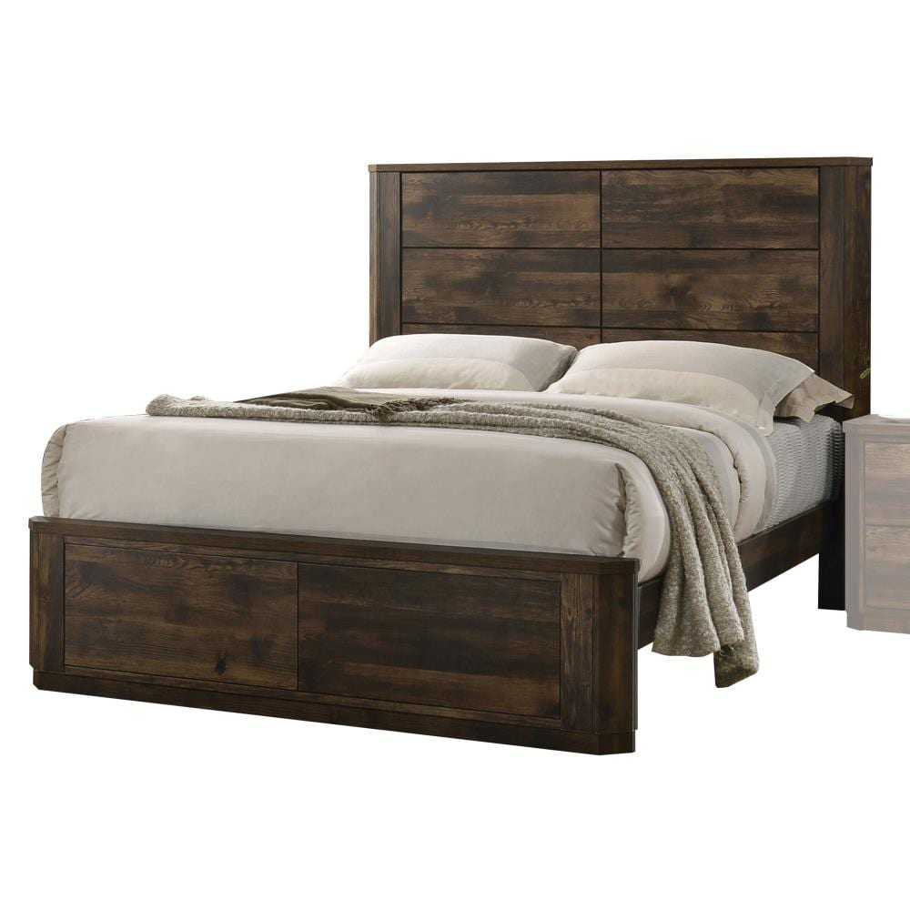 ACME FURNITURE Elettra Rustic Walnut King Wood Panel Bed at Lowes.com