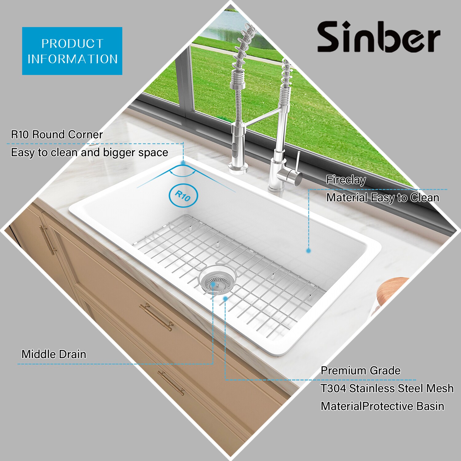 Sinber F3219S-OLR Kitchen-Sinks - View #4