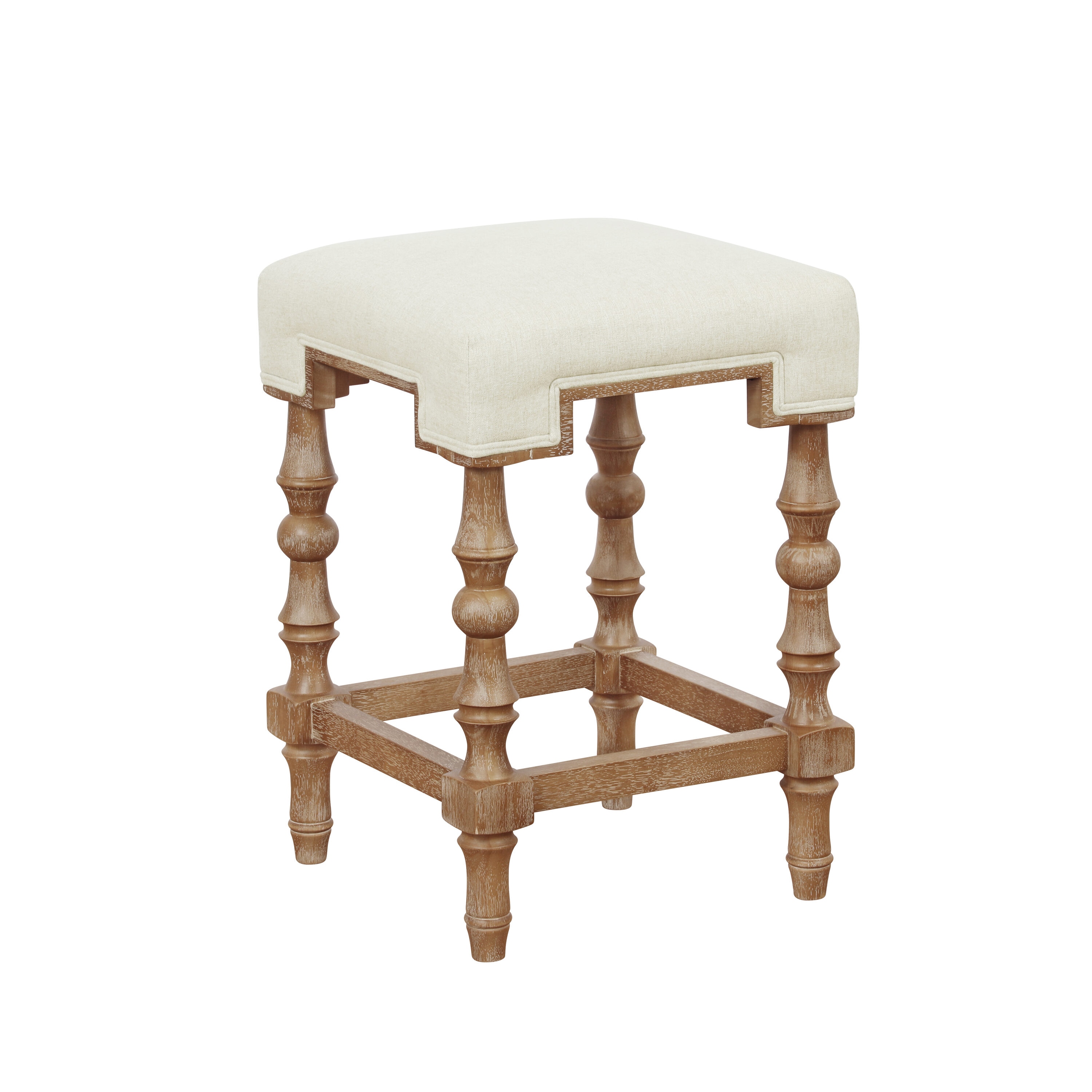 Linon CS104COB01U Shelly Brown 24.0-in H Counter height Square seat Upholstered Wood Bar Stool