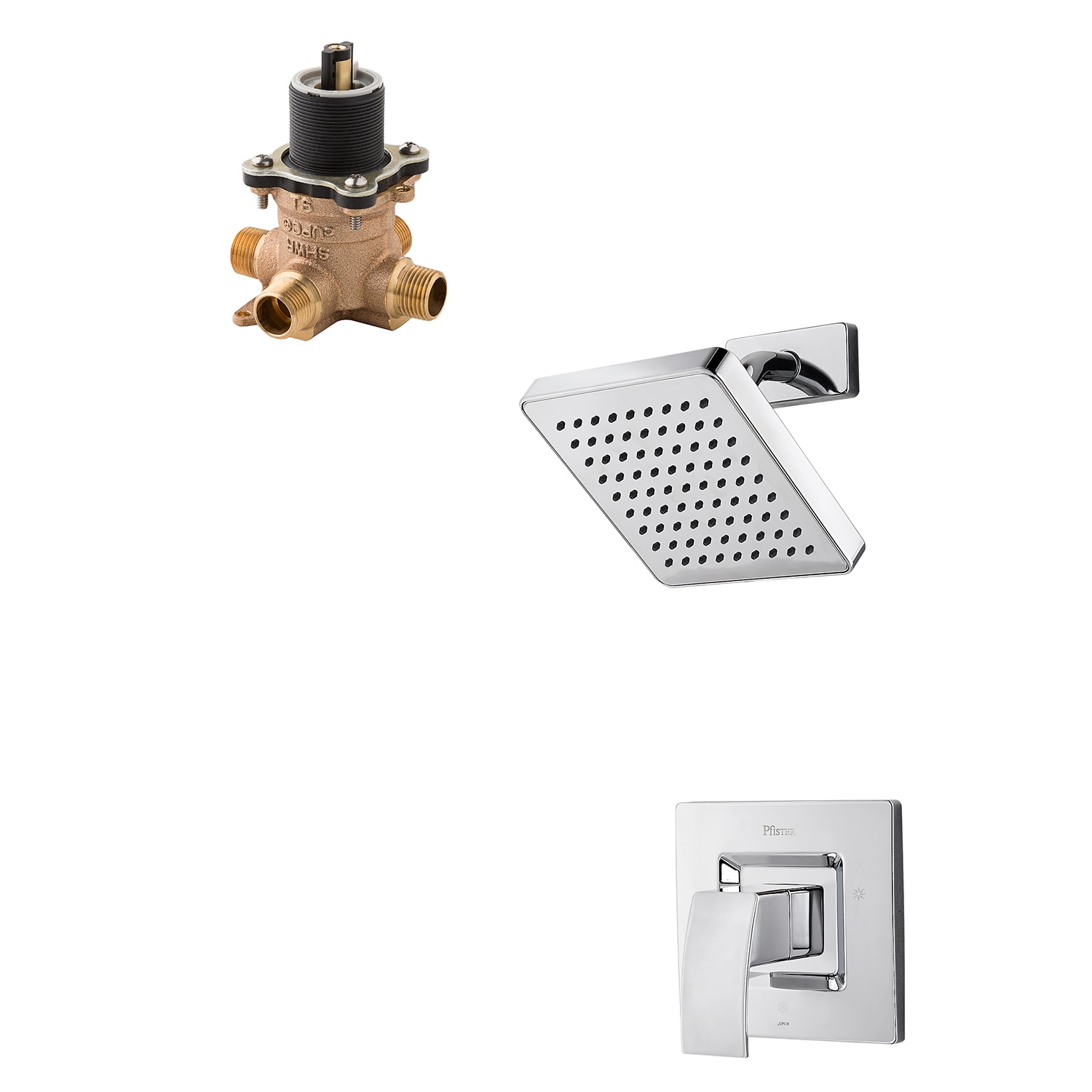 Pfister LG89-7DFC-0X8-310A-L Kenzo Polished Chrome 1-handle Single function 7.0-Inches Square Shower Faucet with Valve