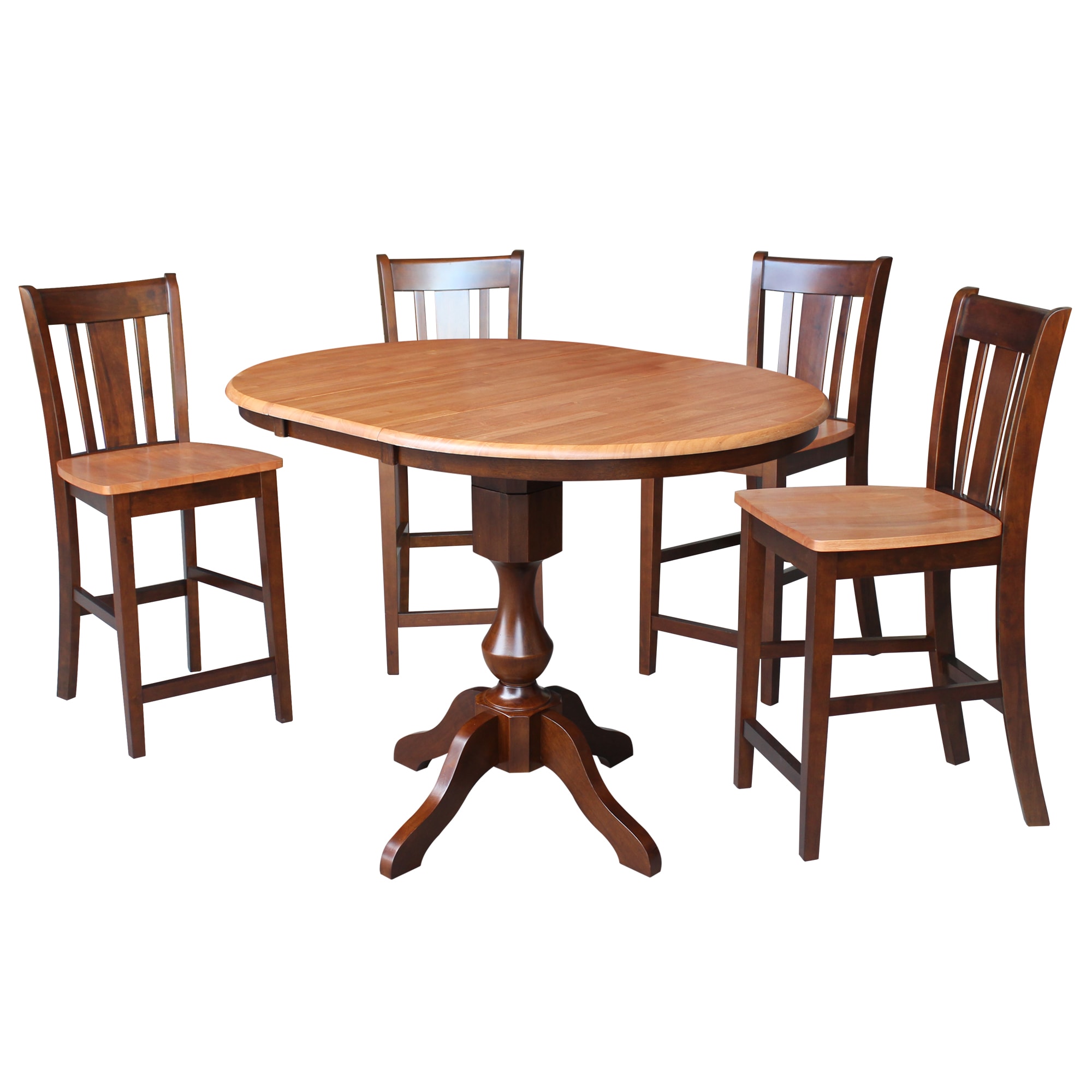 International Concepts K58-36RXT-11P-S102-4 Cinnamon/Espresso Traditional Dining Room Set with Round Table (Seats 4)