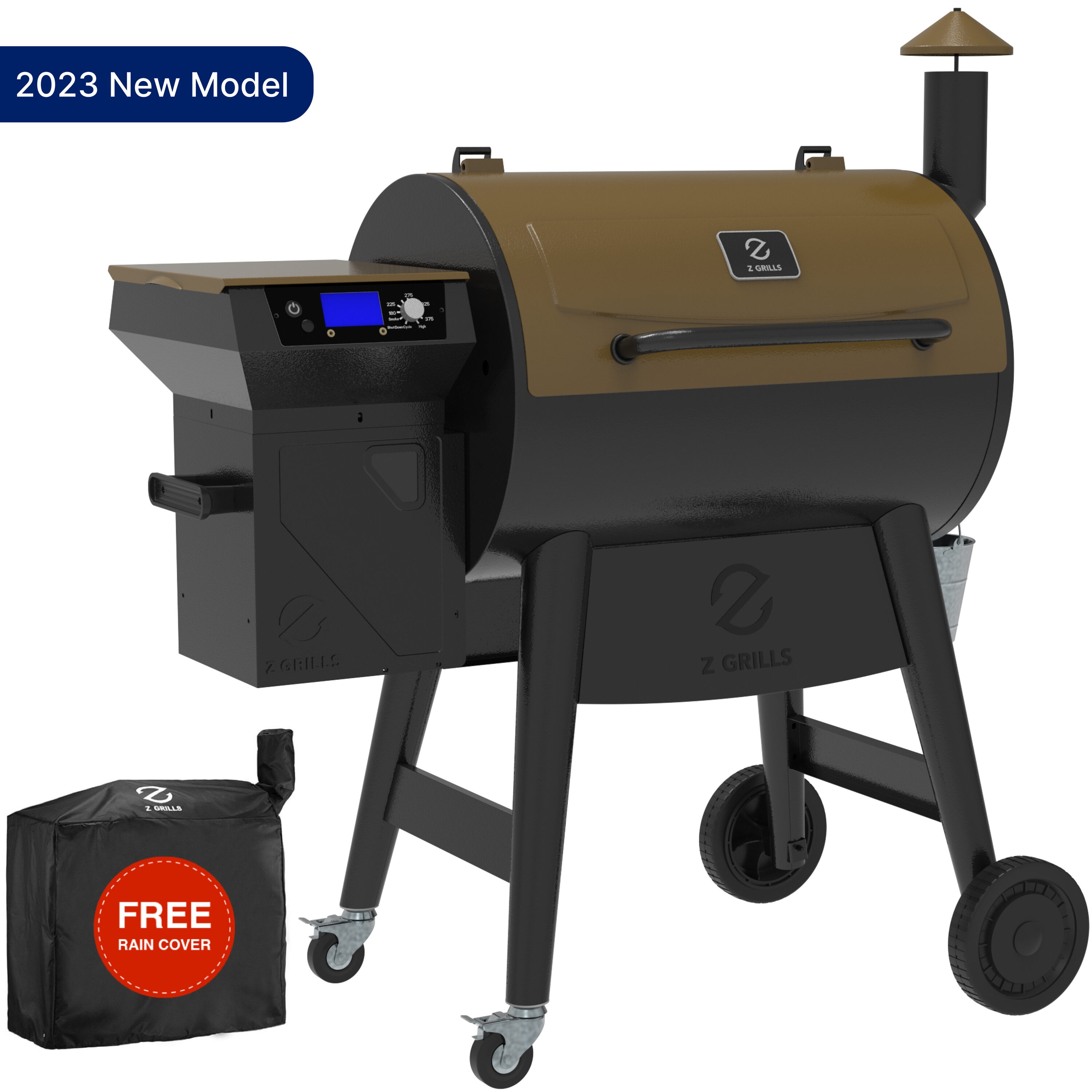 Wood Pellet Grill and Smoker with PID Controller, 8-in-1 Outdoor BBQ Grill  in Black