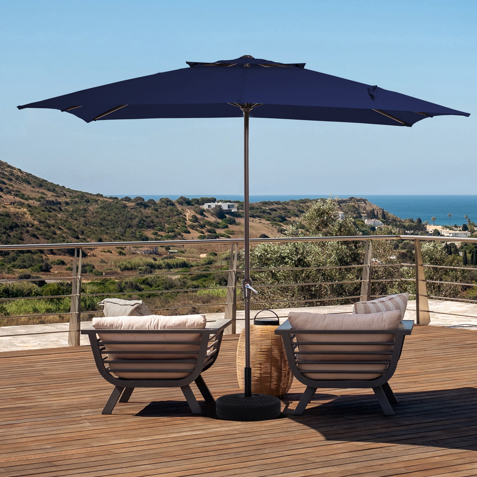 VOUA - 10-ft Iron Navy No-tilt Market Patio Umbrella