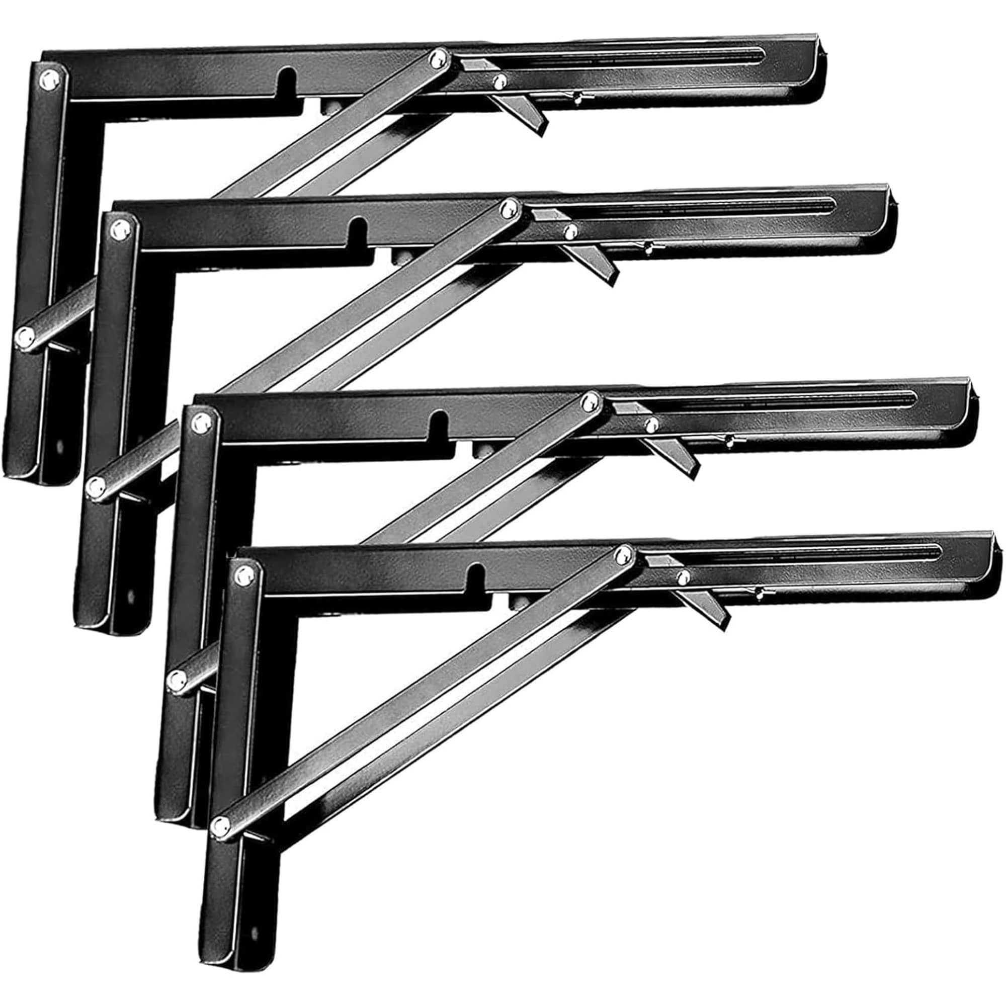 Angel Sar 4 Pcs 16 in Folding Shelf Brackets 330 Lb Max Load Heavy Duty Metal Collapsible with Screws Wall Mounted for Workbench Laundry Station