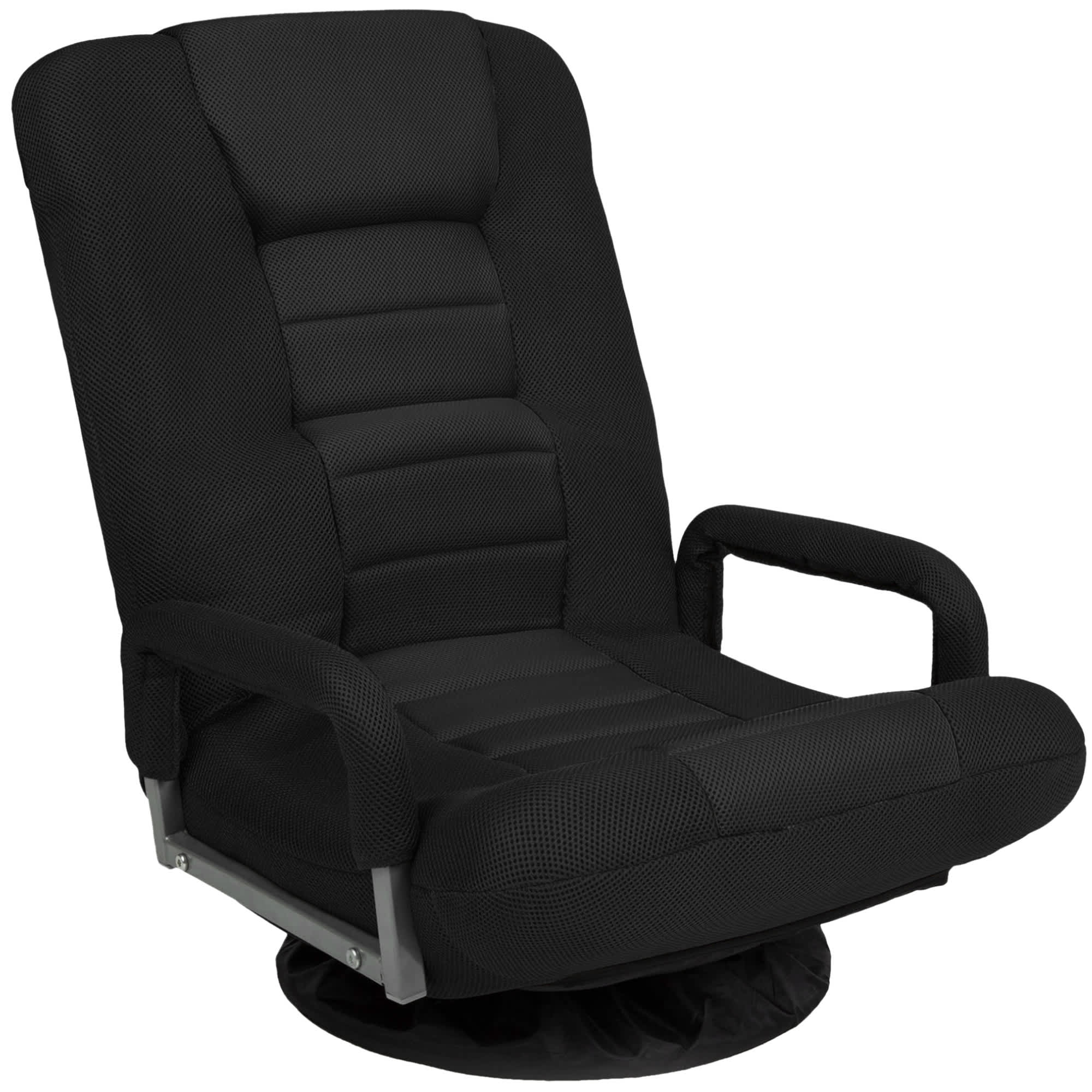 Best Choice Products SKY7164 360-Degree Swivel Gaming Floor Chair w/ Armrest Handles Foldable Adjustable Backrest - Black/Black