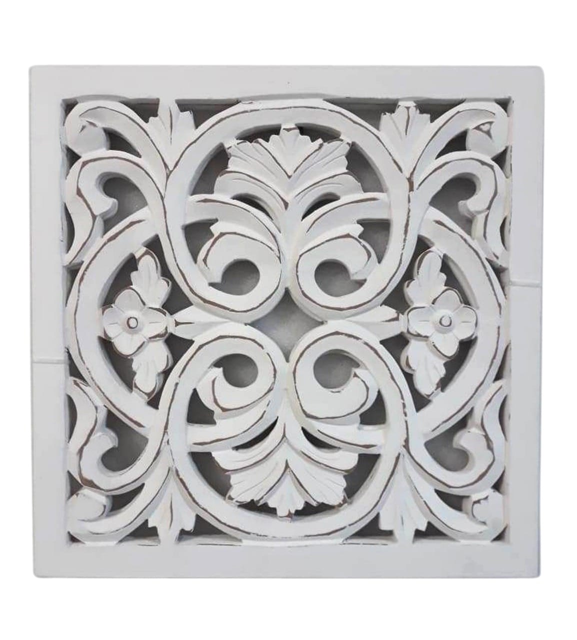 Hand Carved Wall Panel 16-in H x 16-in W Modern Hand-painted Limited Edition Wall Panel in White | - allen + roth 4359247