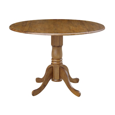 Pecan Wood Base In The Dining Tables, Round Pedestal Kitchen Table With Leaf