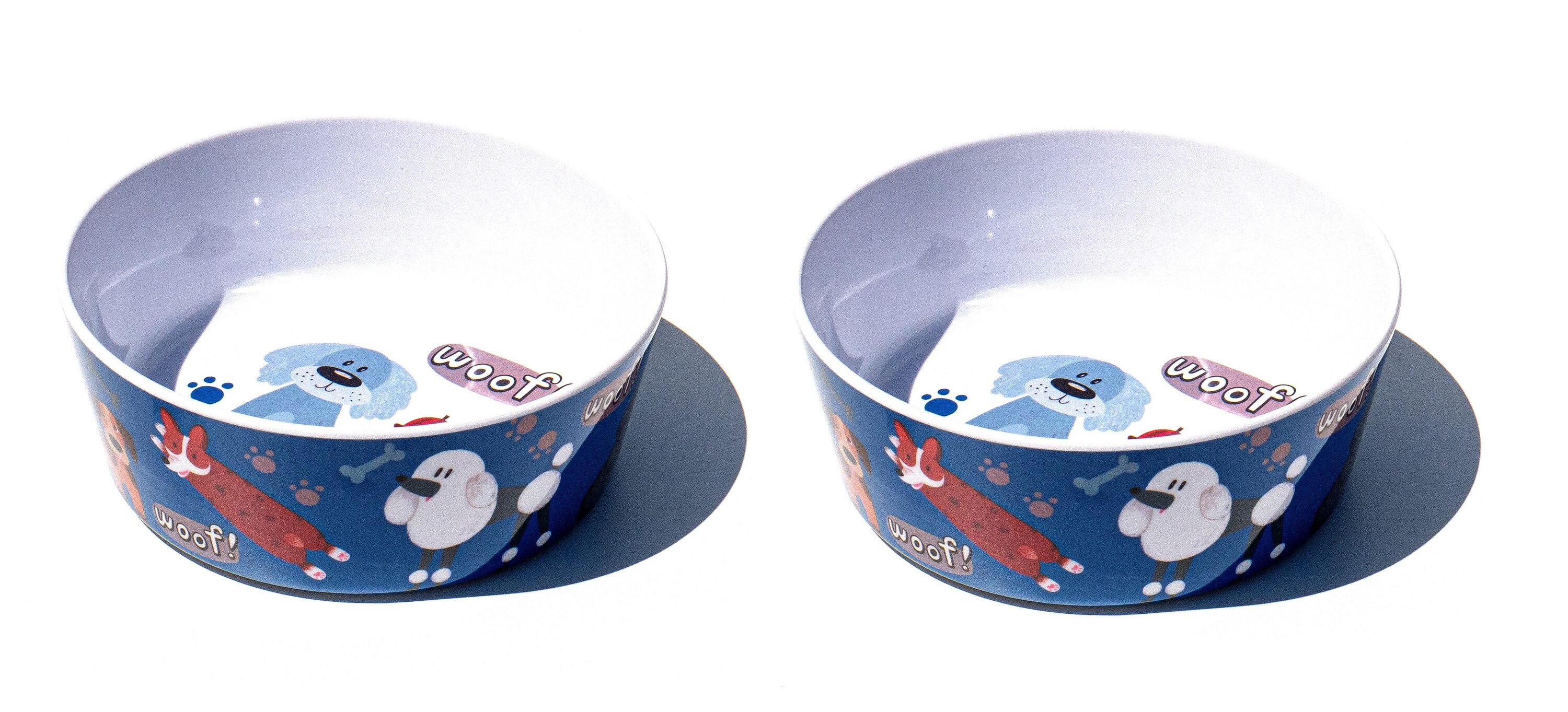 TarHong Whimsy Dogs 24-oz Melamine Dog/Cat Bowl set 2 Bowls