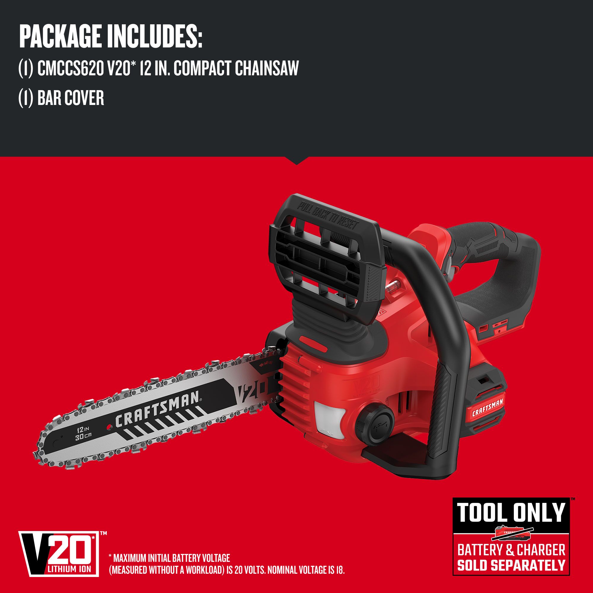 CRAFTSMAN V20 20-volt Max 10-in Battery Chainsaw (Battery and Charger Not Included) CMCCS620B Sansujyuku sansujyuku.com