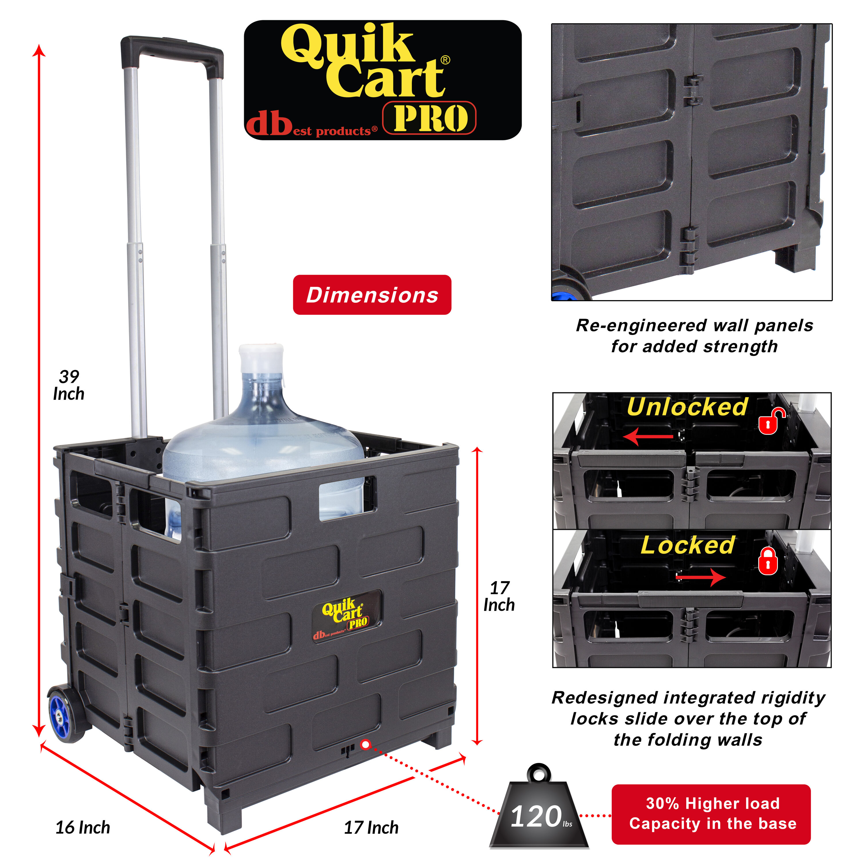 Blue and Black Aluminum Collapsible Wheeled Utility Cart with Seat