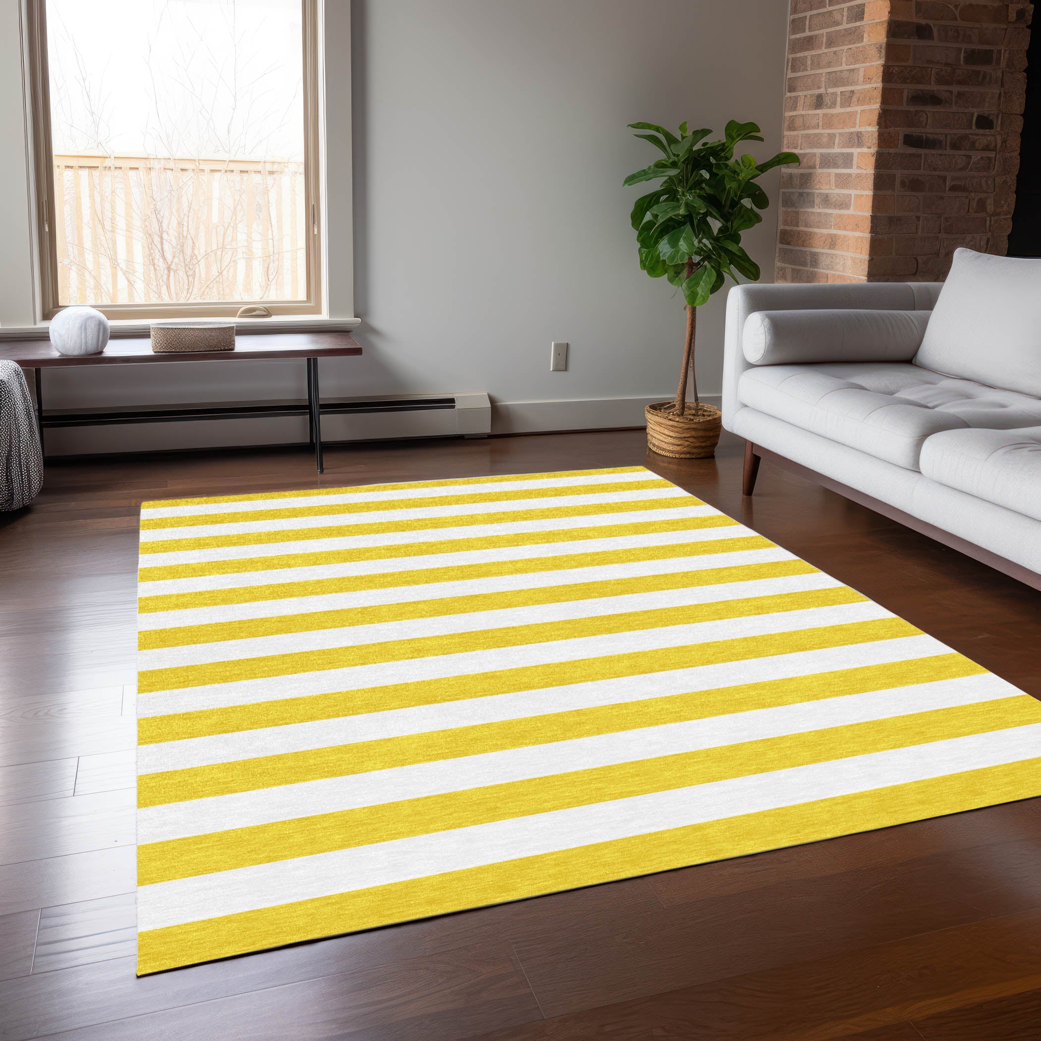 Addison Rugs ACN528YE30X46 Chantille ACN528YE 2 x 3 (ft) Polyester Yellow Rectangular Indoor/Outdoor Stripe Machine washable Area rug