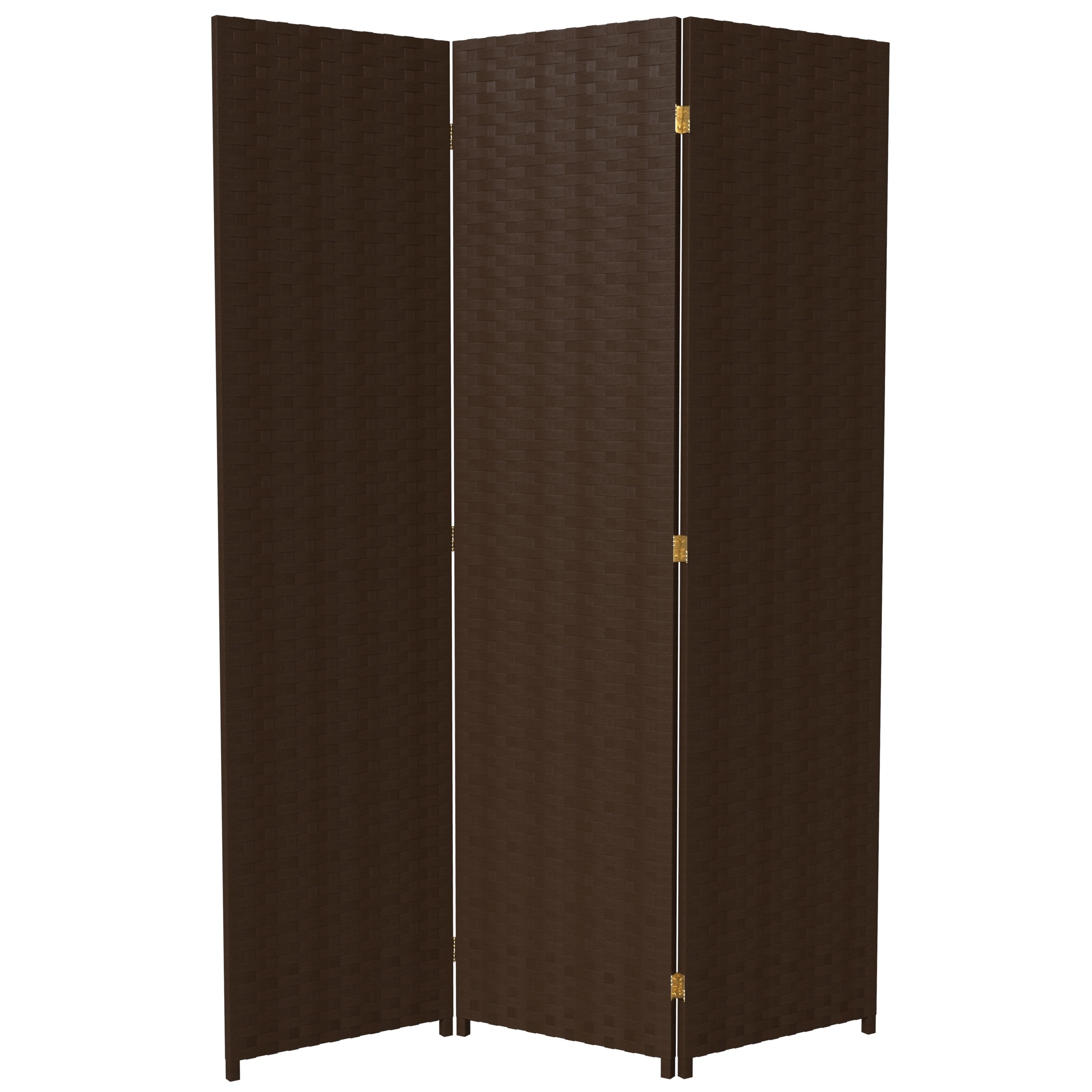 Oriental Furniture SSFIBER-3P-DMOC 3 -Panel Dark mocha Rattan Folding Transitional Style Room Divider
