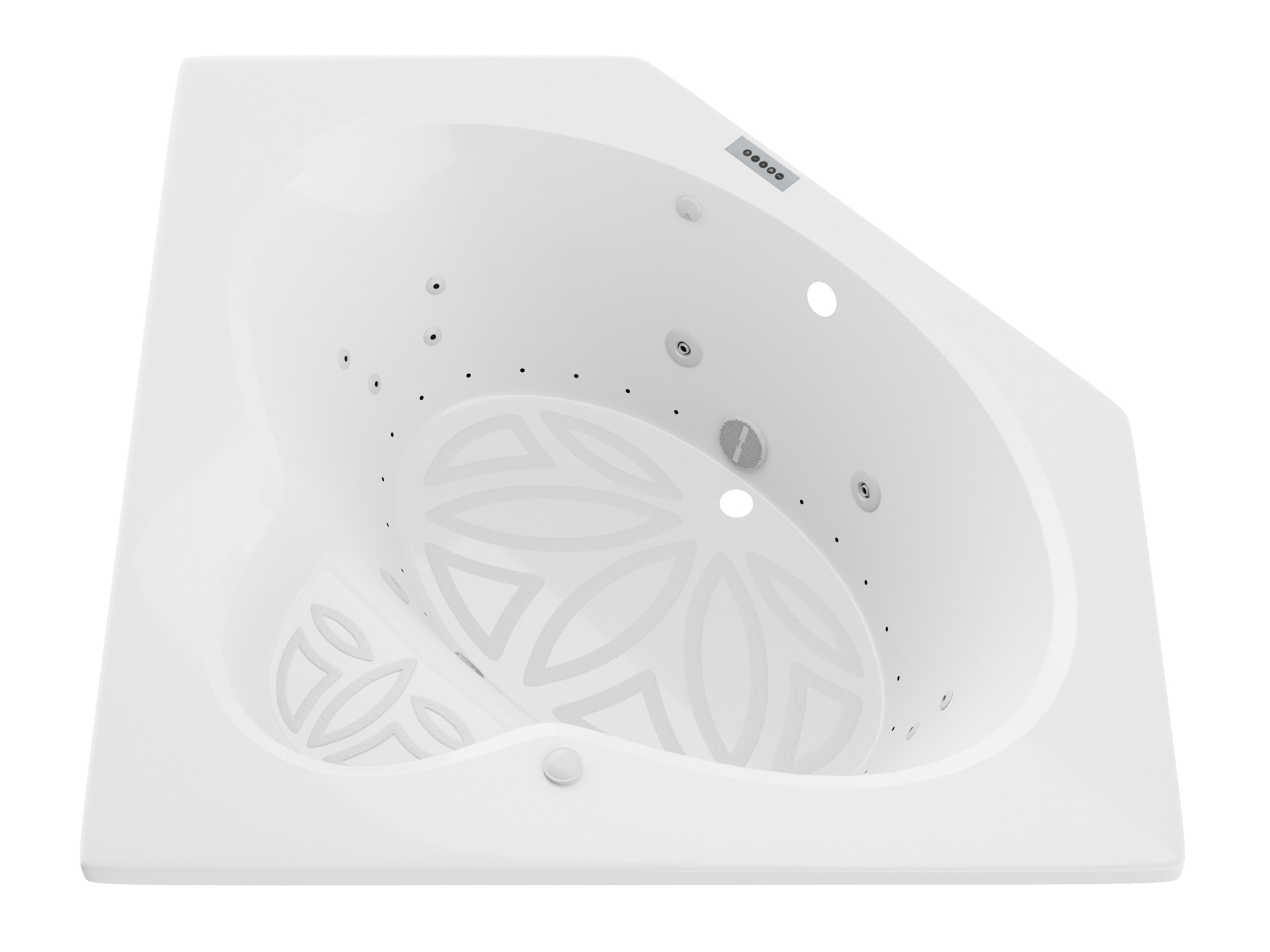 Endurance LS6060SDLX Swan 58-in x 58-in White Acrylic Corner Drop-in Whirlpool and air bath combination tub with Drain ( Center Drain )