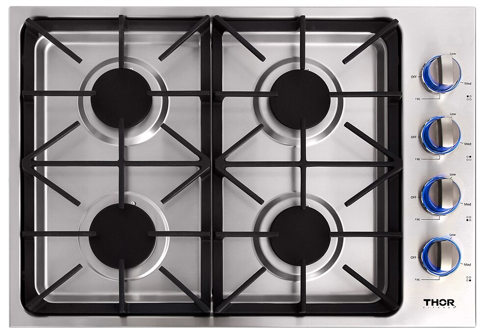 Thor Kitchen 30-in 4 Burners Stainless Steel Gas Cooktop in the Gas Cooktops  department at