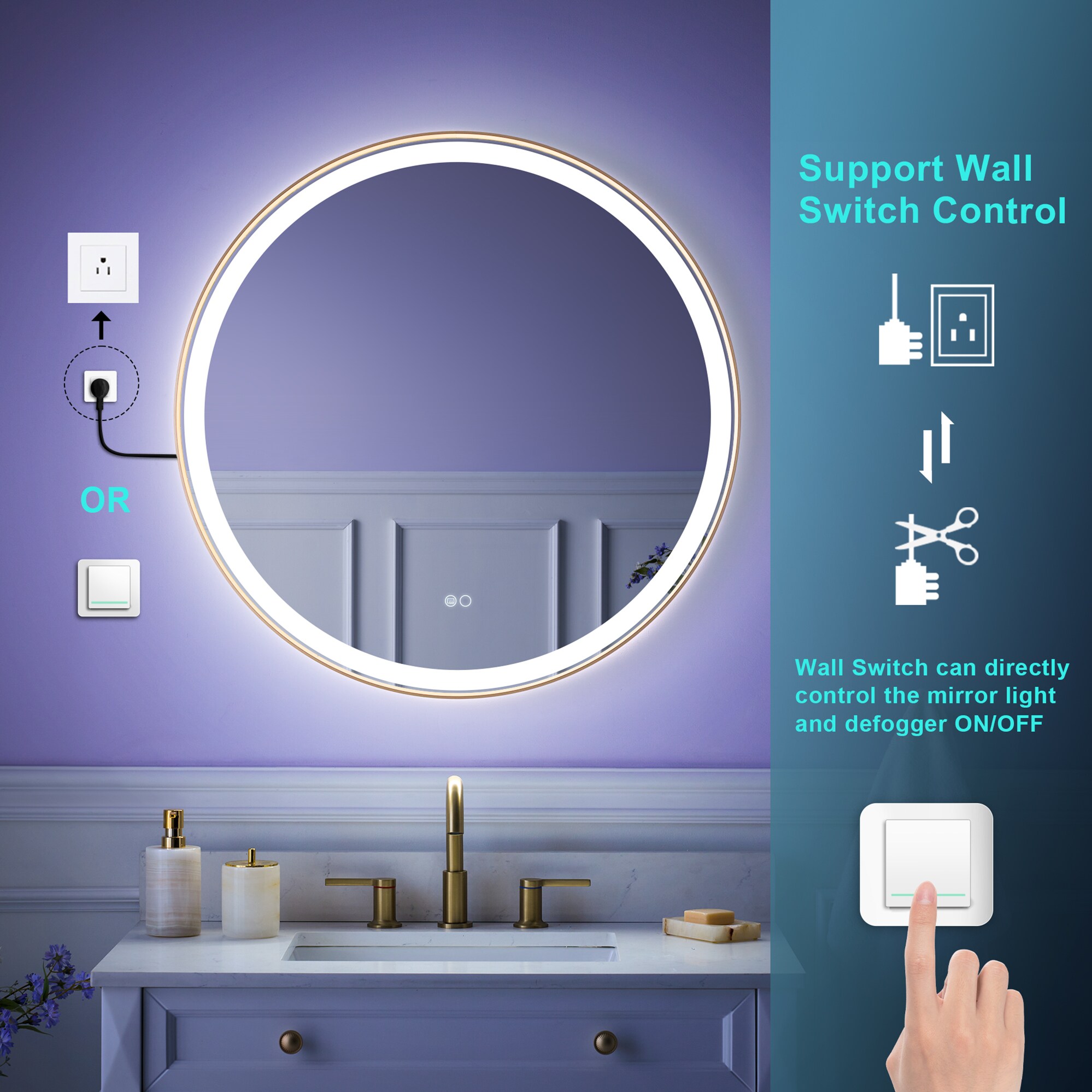 WELLFOR W9RD3232BG Framed-Bath-Mirrors - View #4