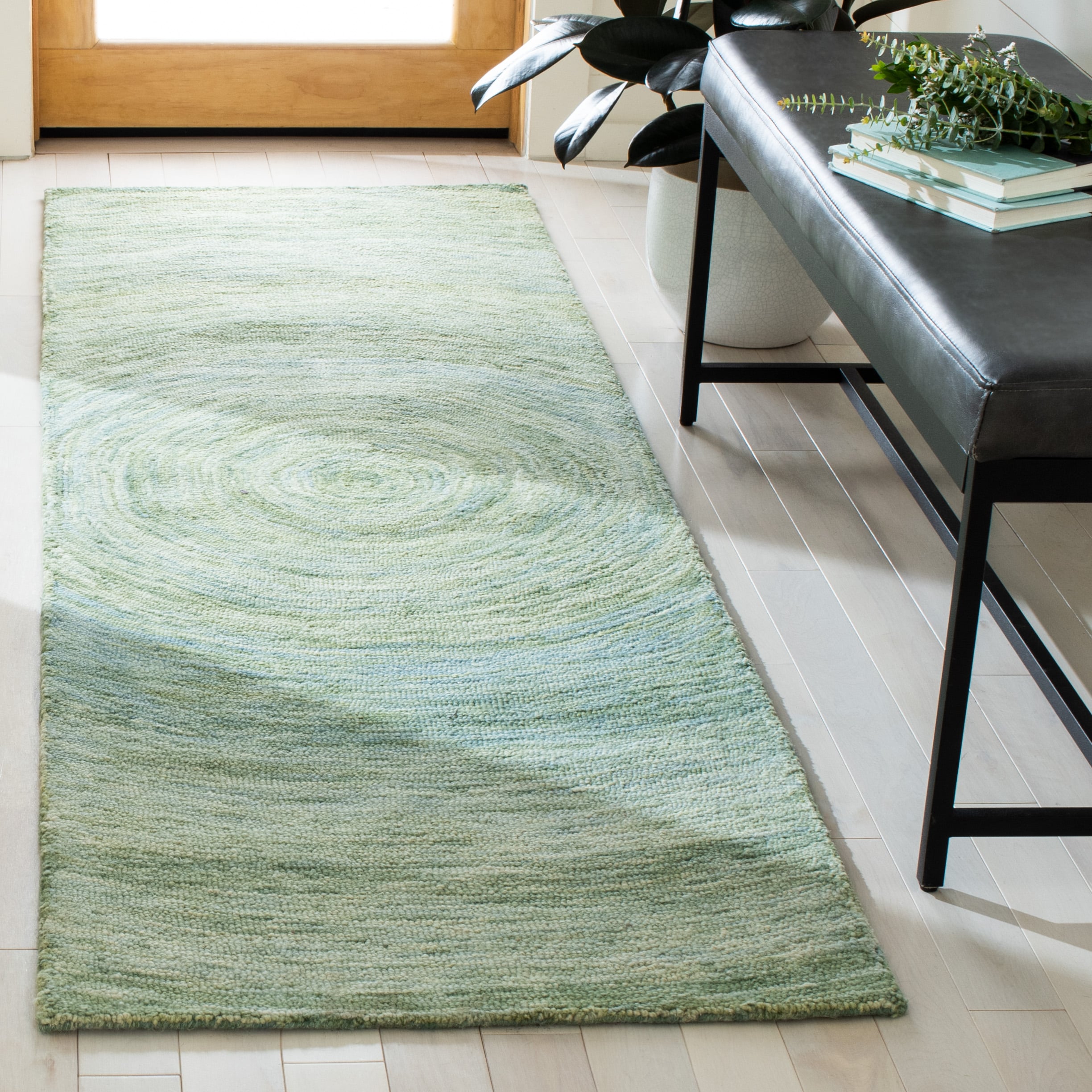  Ikt633 Sage/Green Contemporary 2ft-3in x 8ft Runner Rug
