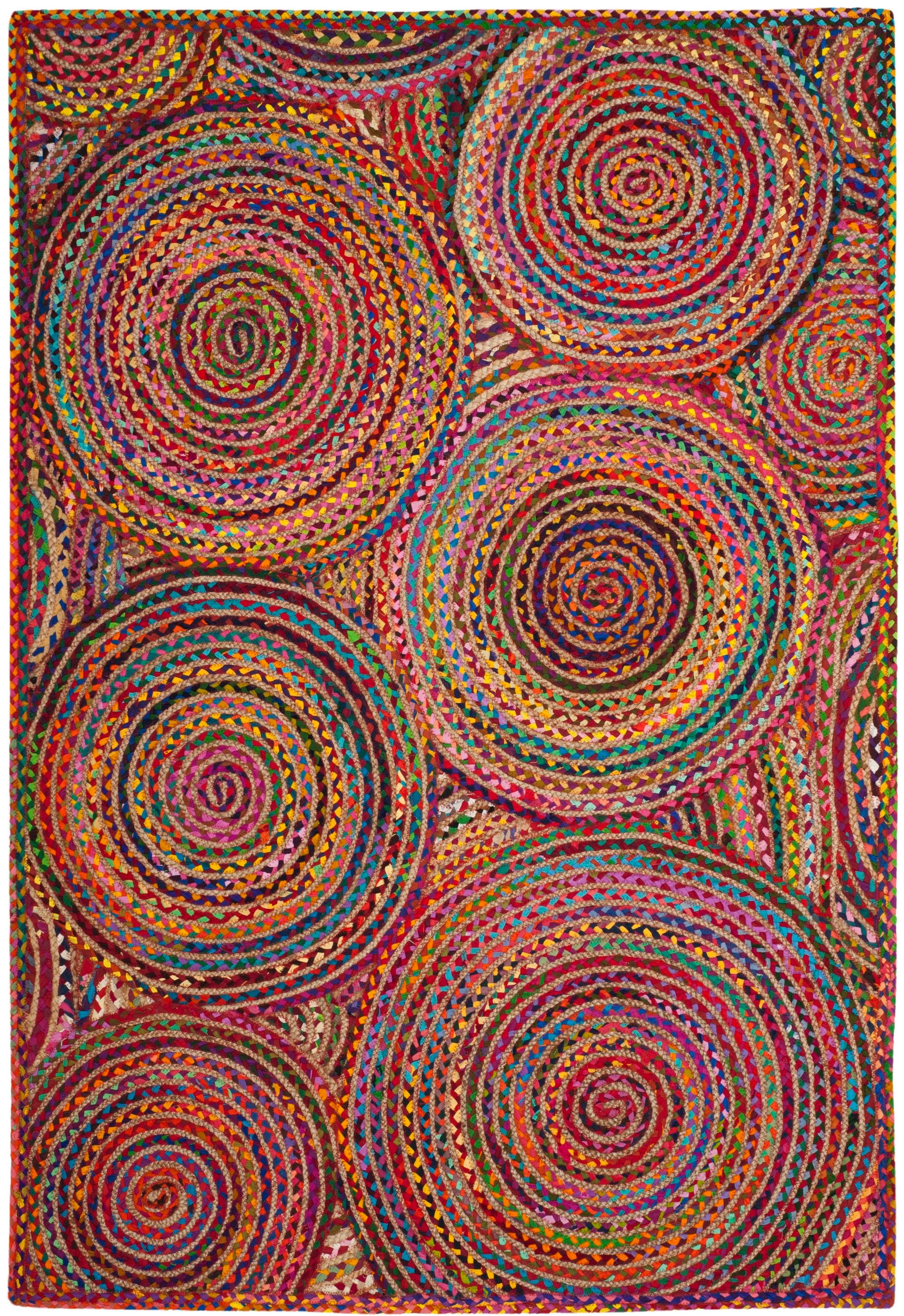 Handmade Flat Woven Cotton Rug 6' x 9' - Red and Multi