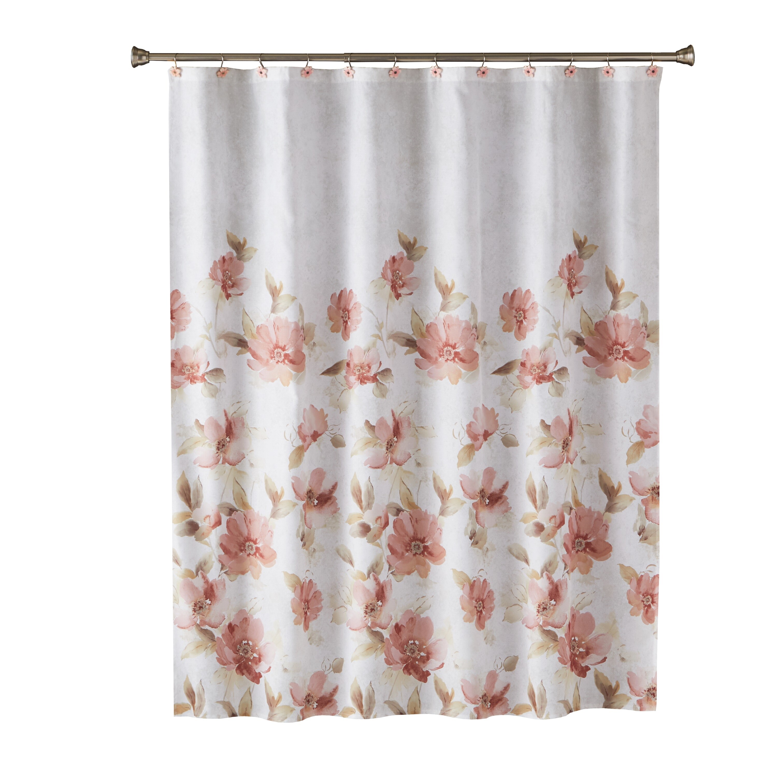 Saturday Knight Ltd U1101800200001 70.0-in W x 76.0-in L Pink Floral Polyester Shower curtain