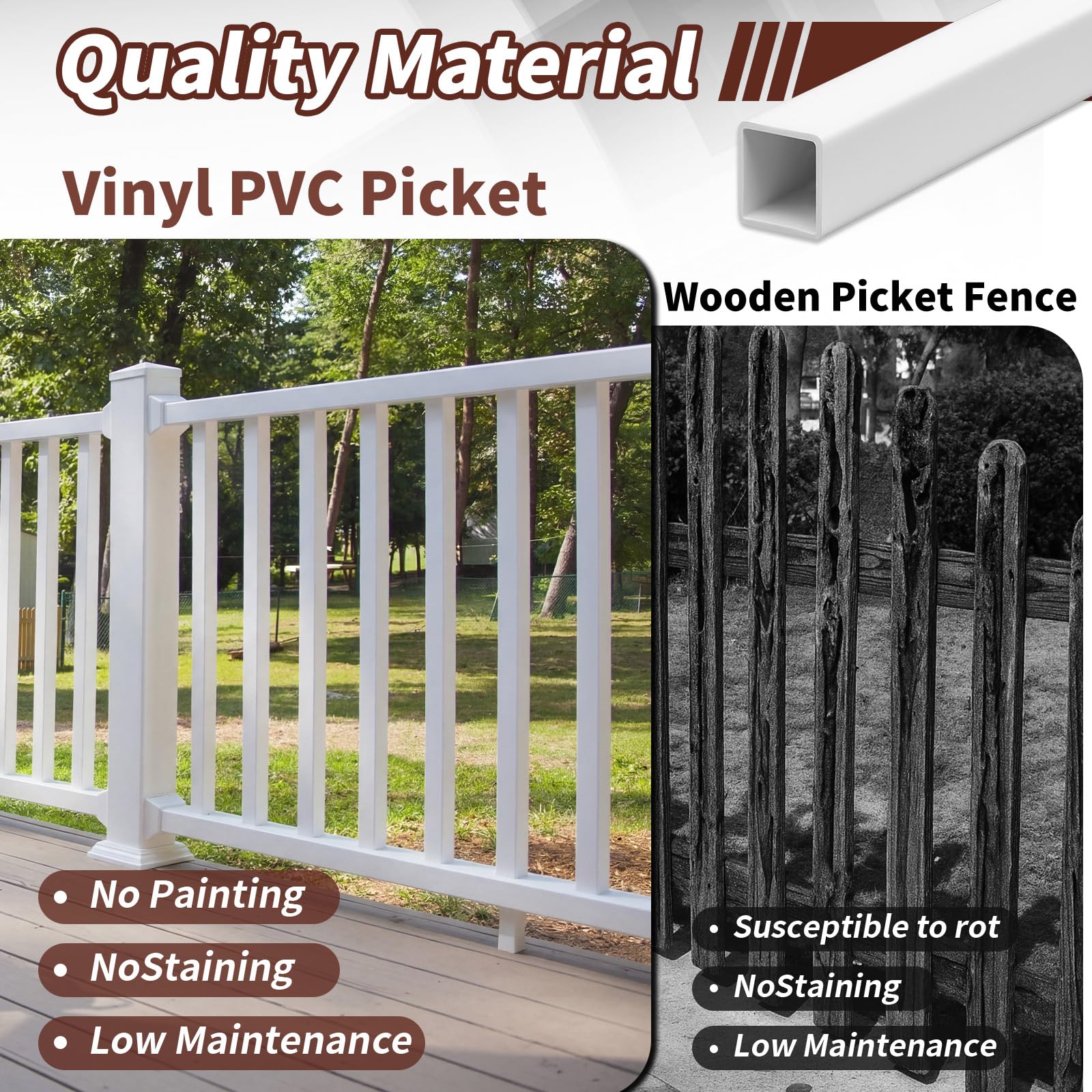 Adrinfly 12 pack white vinyl deck railing spindles colonial style ...
