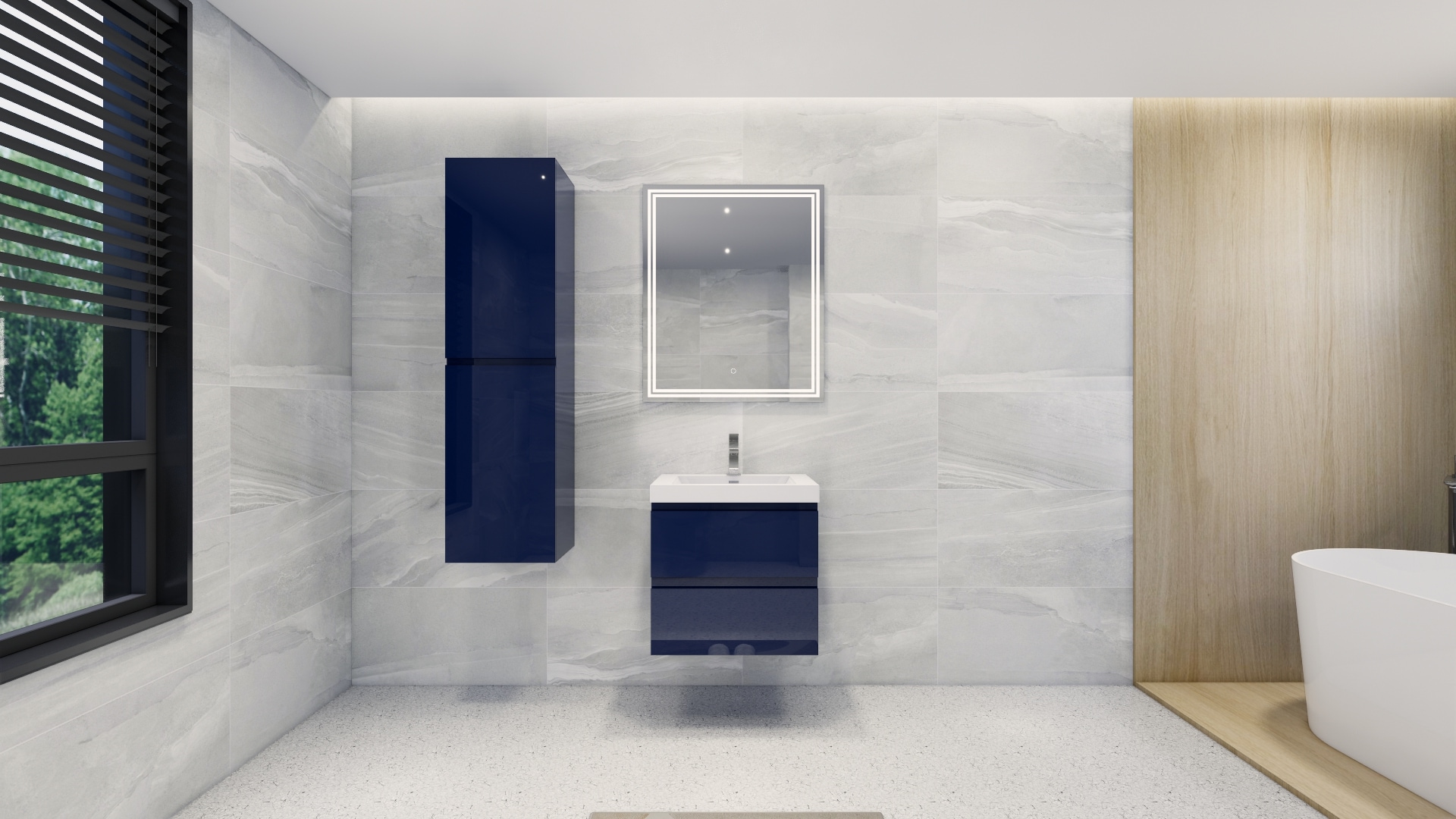 Moreno Bath MOB24-NB Moreno Bohemia 24-in Night blue Single sink Bathroom Vanity with Pure white Acrylic Top
