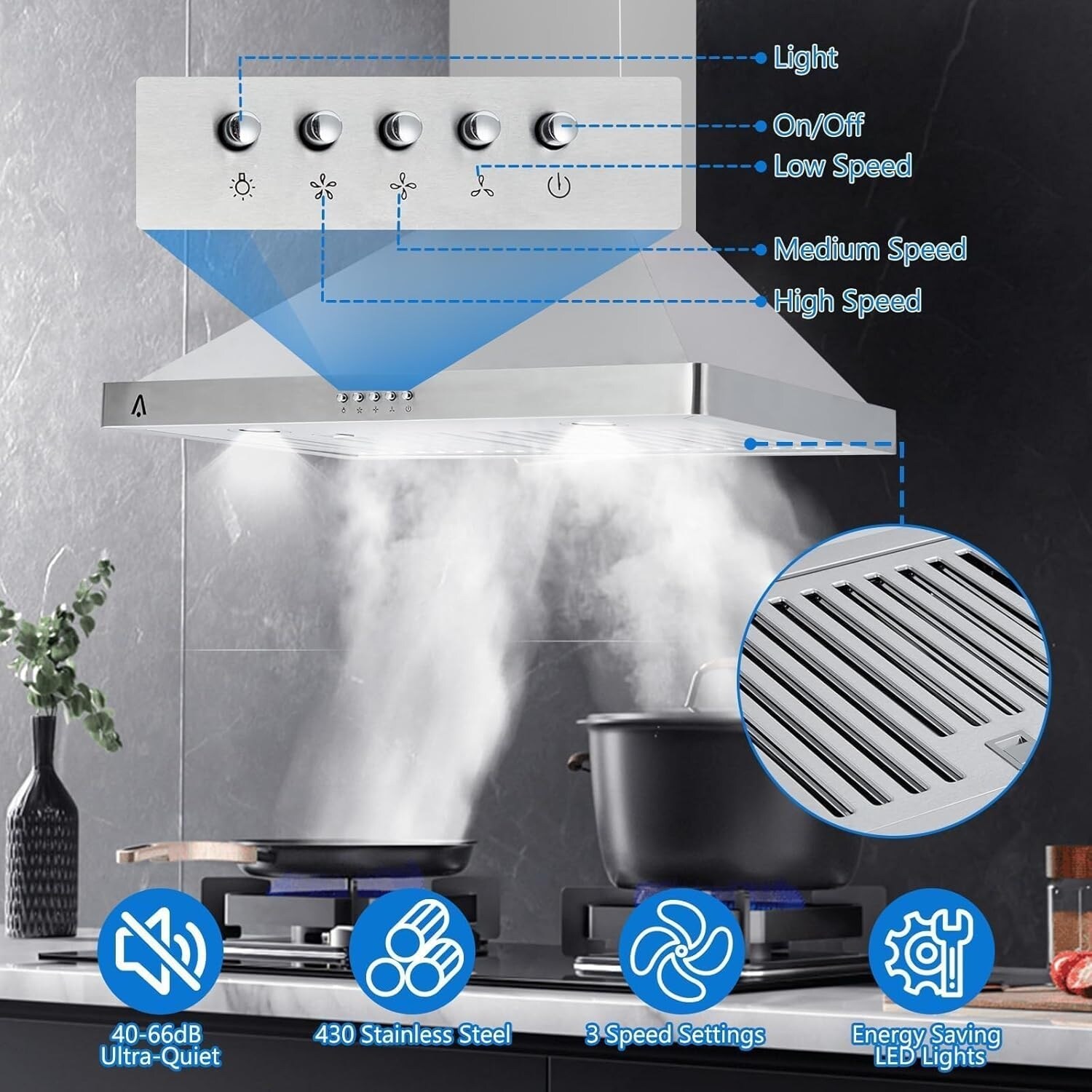 Qeetex 1LSHQQPHO-1311X10L Undercabinet-Range-Hoods - View #3
