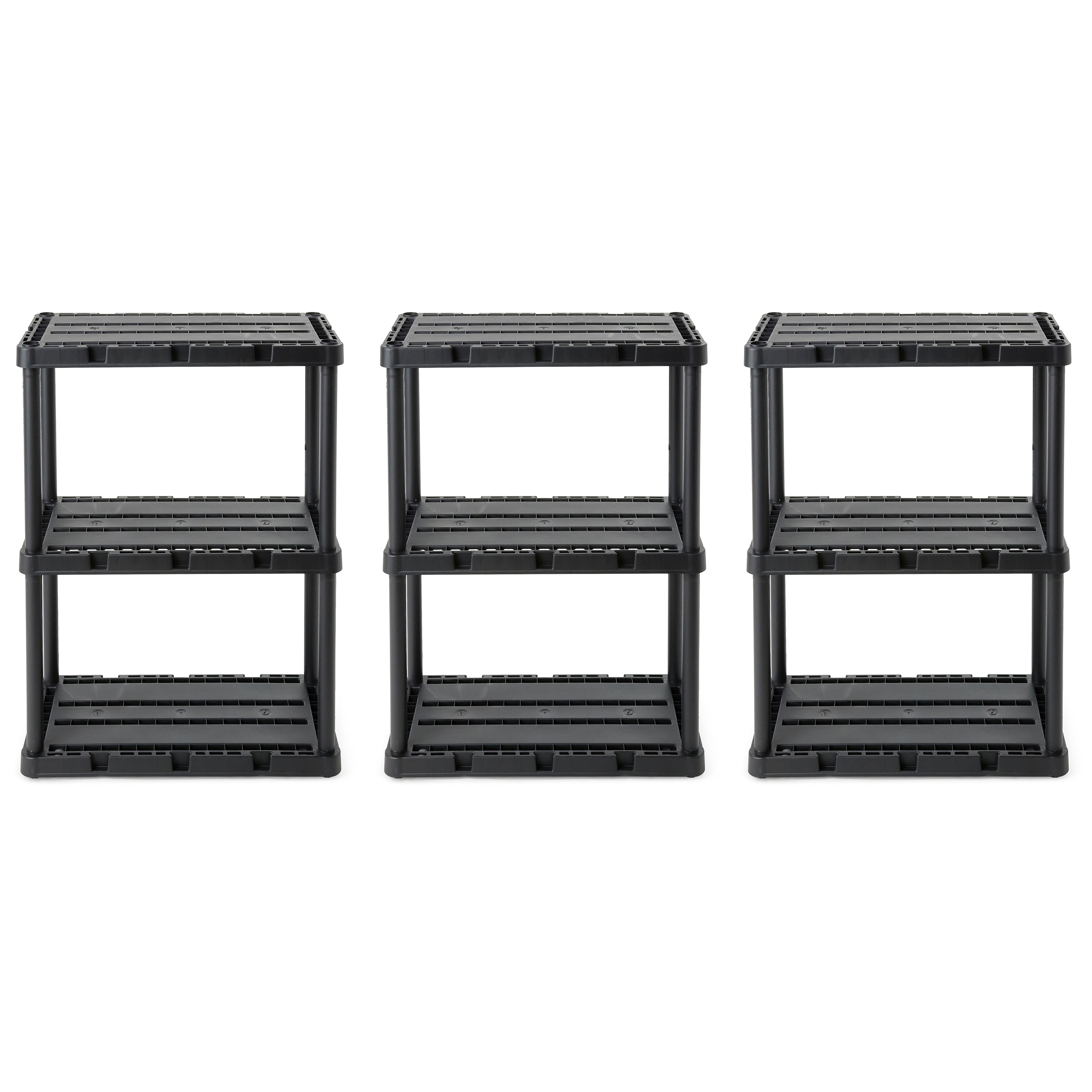 Gracious Living 186422 3 Shelf Knect-A-Shelf Solid Light Duty Storage Unit  Black 3Pack