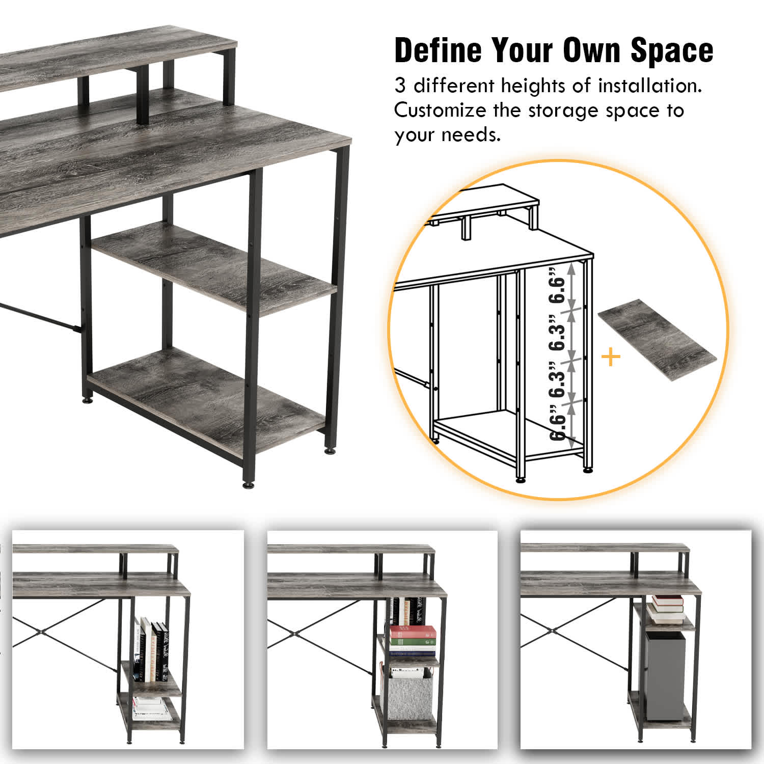 Bestier LOW-D074G-GRY desks - View #2