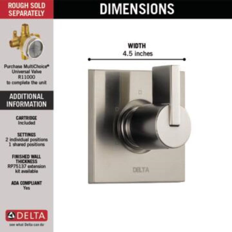 Delta T11853-SS Bath-Shower-Facc - View #2
