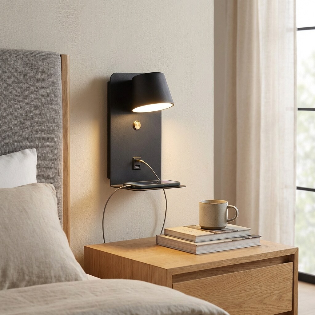 Zompoo 5.5-in W 1 -Light Black Hardwired/Plug-in Dry Wall Sconce