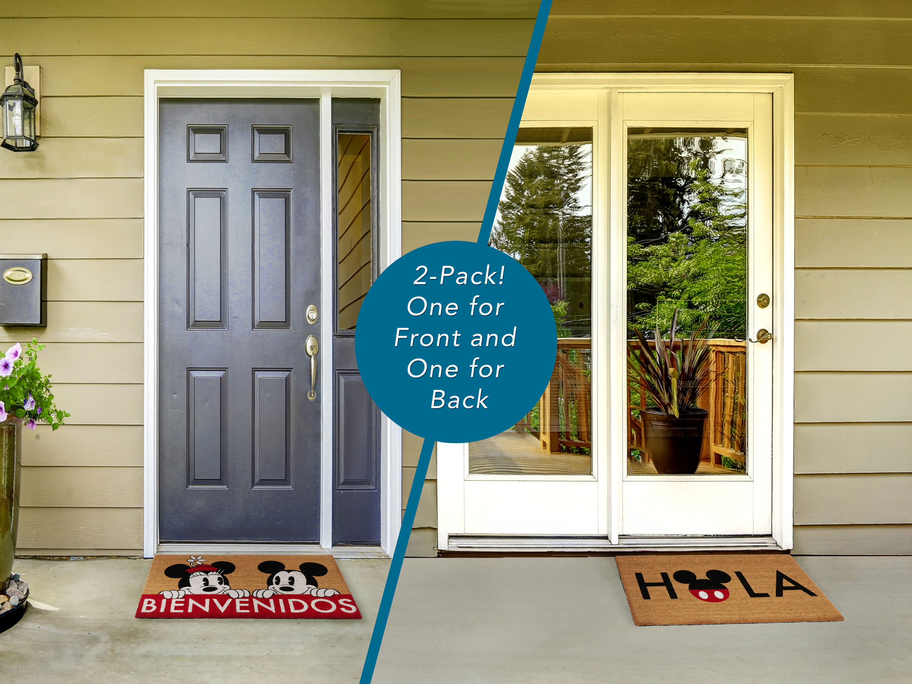 Disney 47532 2-ft x 3-ft Mickey Hola Coir Rectangular Indoor or outdoor Decorative Novelty Door mat