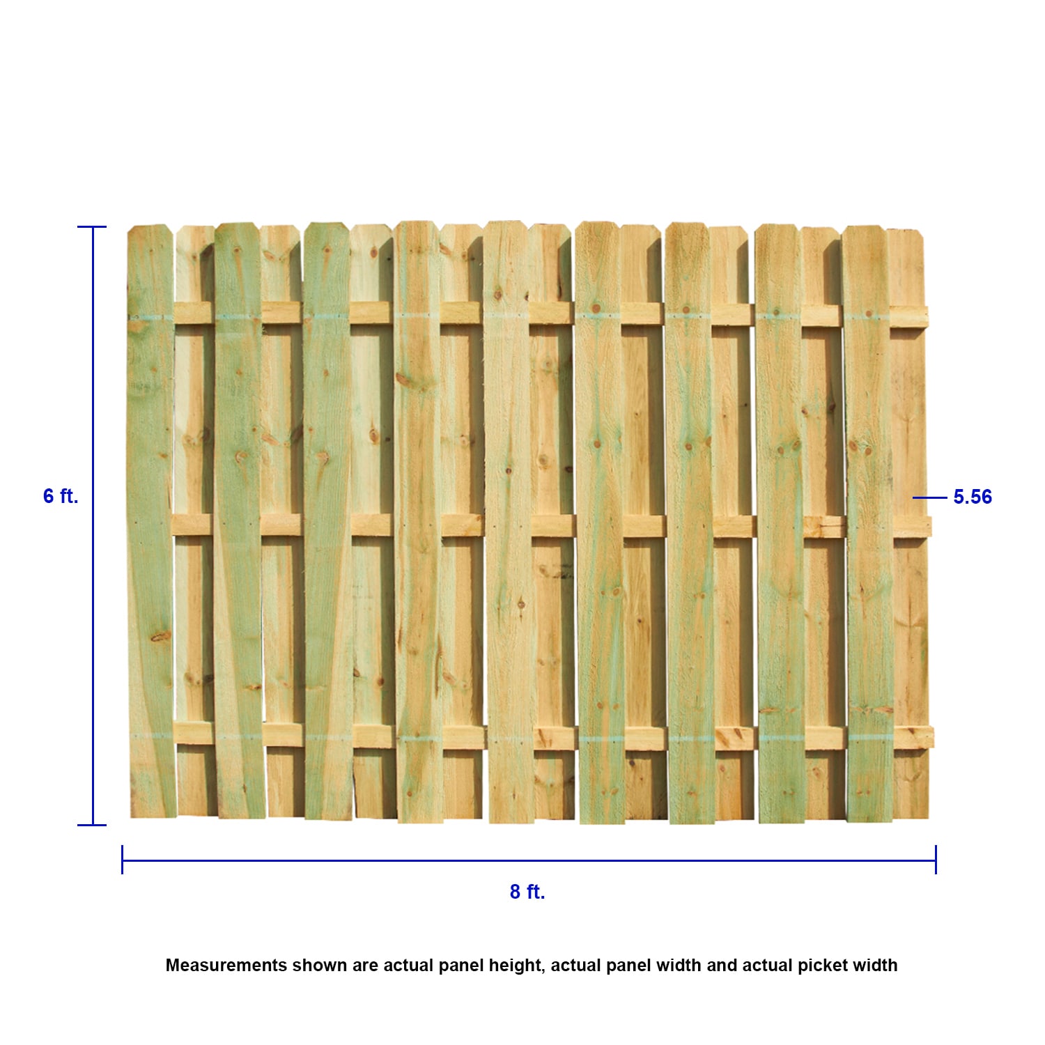 Severe Weather 6-ft x 8-ft Pressure Treated Pine Dog Ear Privacy Spaced Picket Fence Panel in the Wood Fence Panels department at Lowes