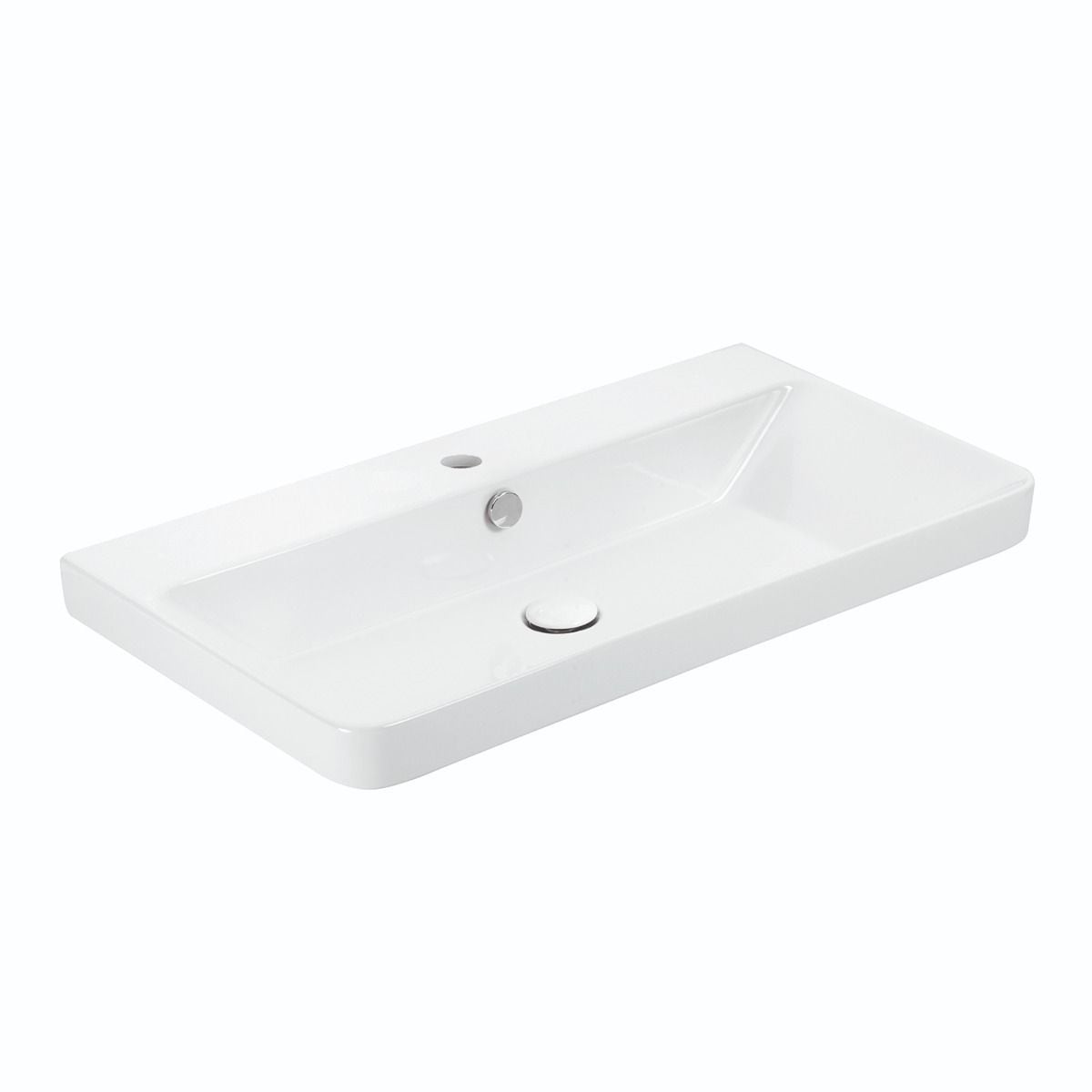 Voltaire Rectangular Ceramic Wall Hung Sink with Left Side Faucet Mount - White SM-WS315