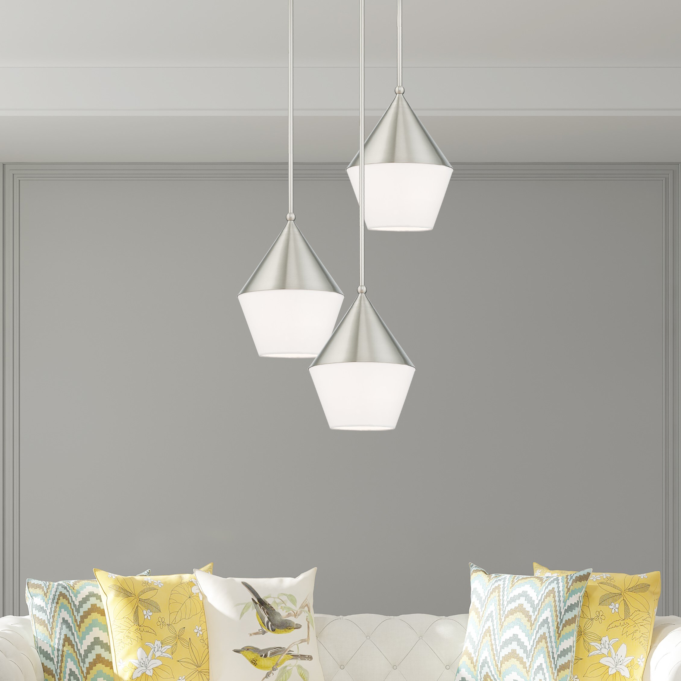 Brushed Nickel Glass Mini Pendant Light for Indoor/Outdoor