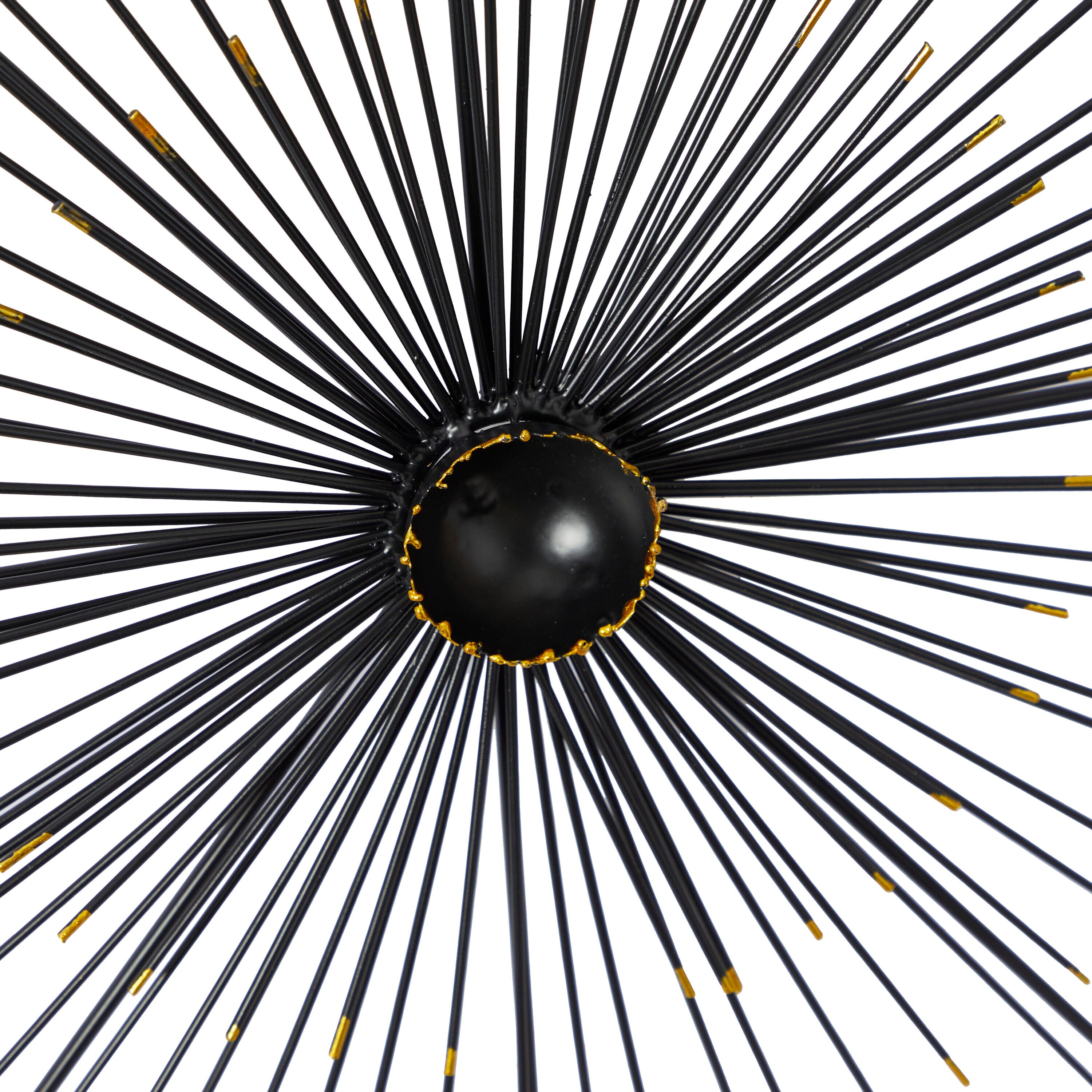 Black Metal Starburst Wall Sculpture with Frame, 59" x 24"