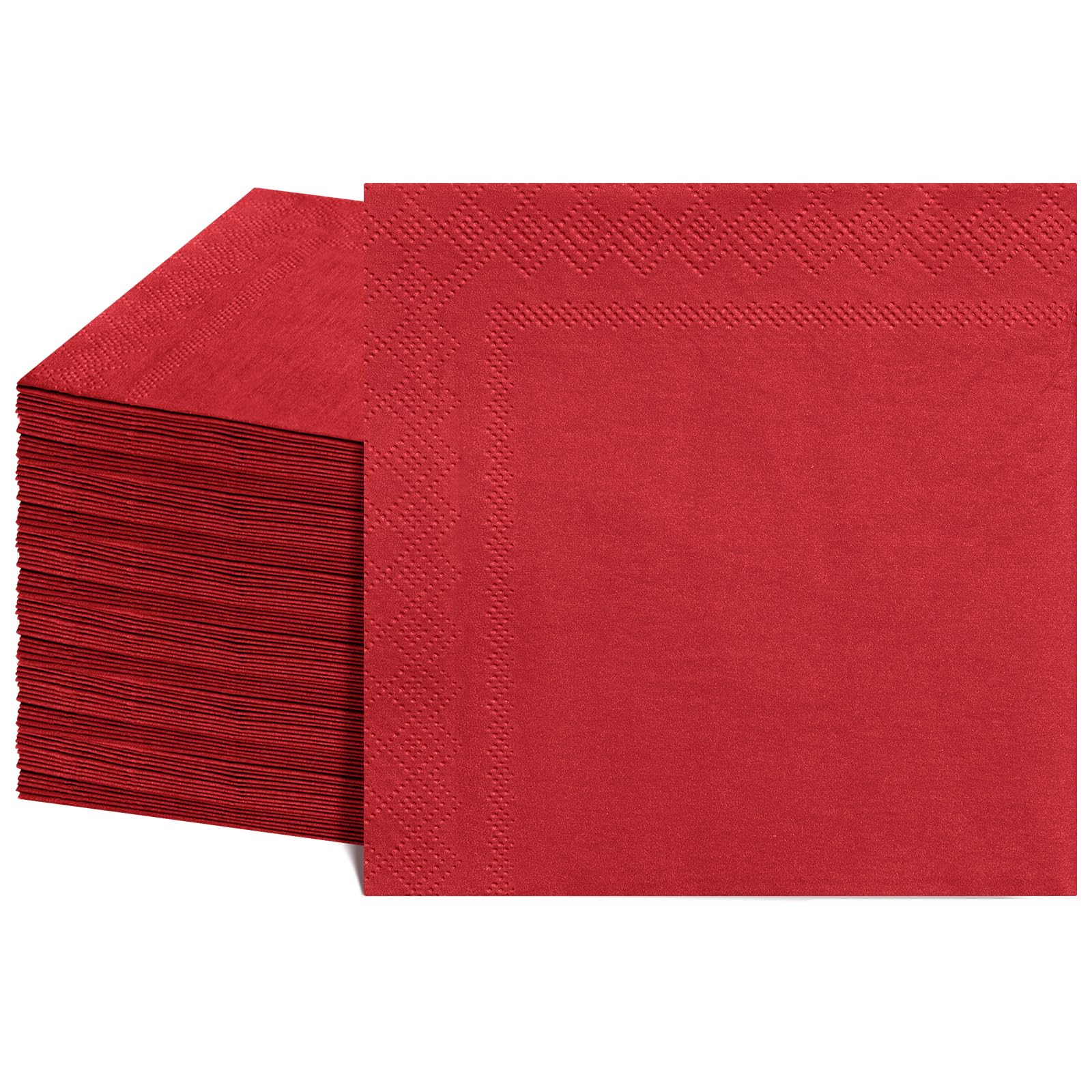 Aoibox  120 Count Red Cocktail Paper Napkins Disposable 2 Ply Beverage Napkins 5 x 5 in Folded for Valentine s Day Wedding