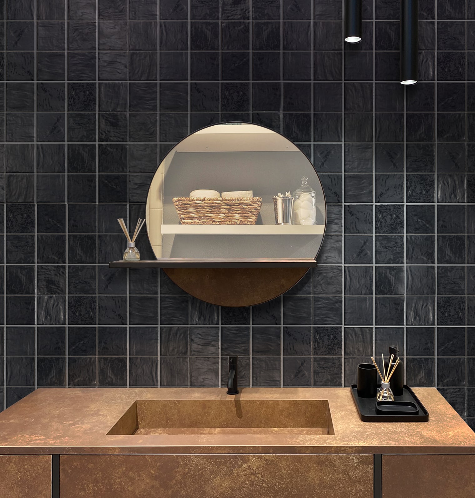 Apollo Tile (Sample) Duchess Black 4-in x 4-in Glossy Ceramic Wall Tile