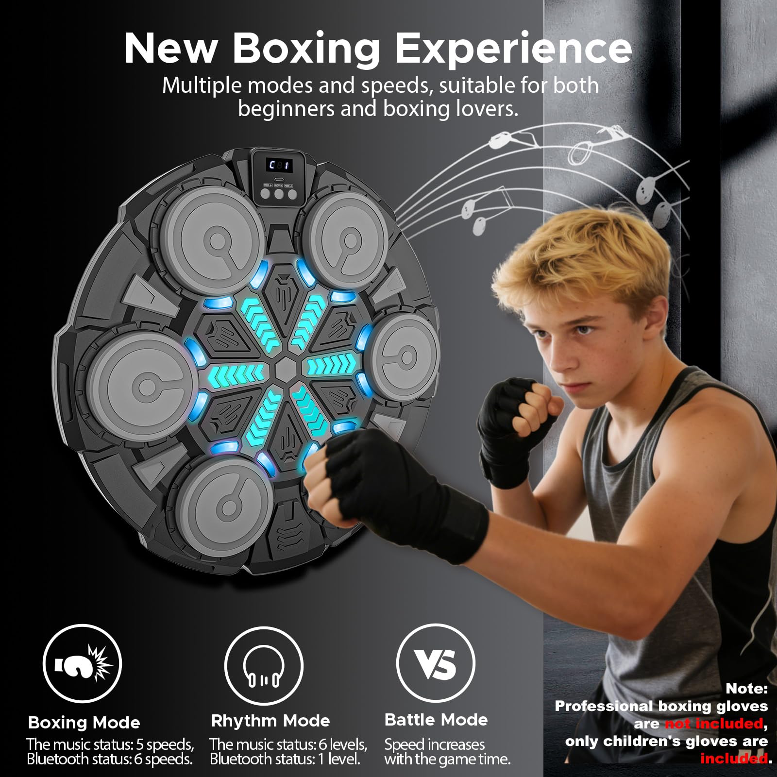 AKSCYZM Music Boxing Machine Wall Mounted Punching Pad with Gloves