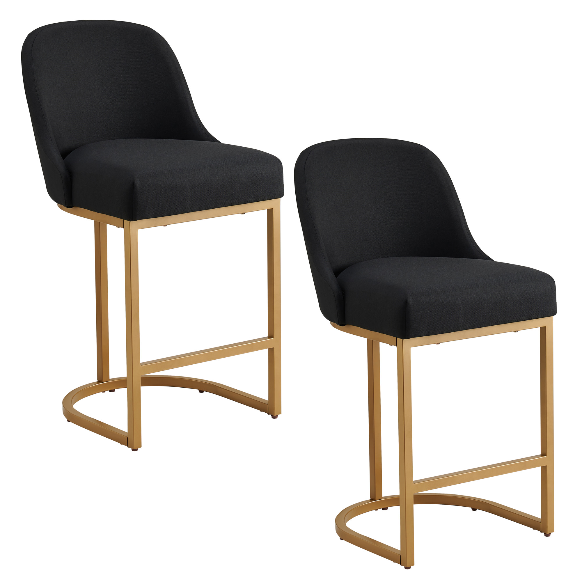 Leick Home Barrelback Stool Set Of 2 Black/Gold 26.5-in H Counter ...